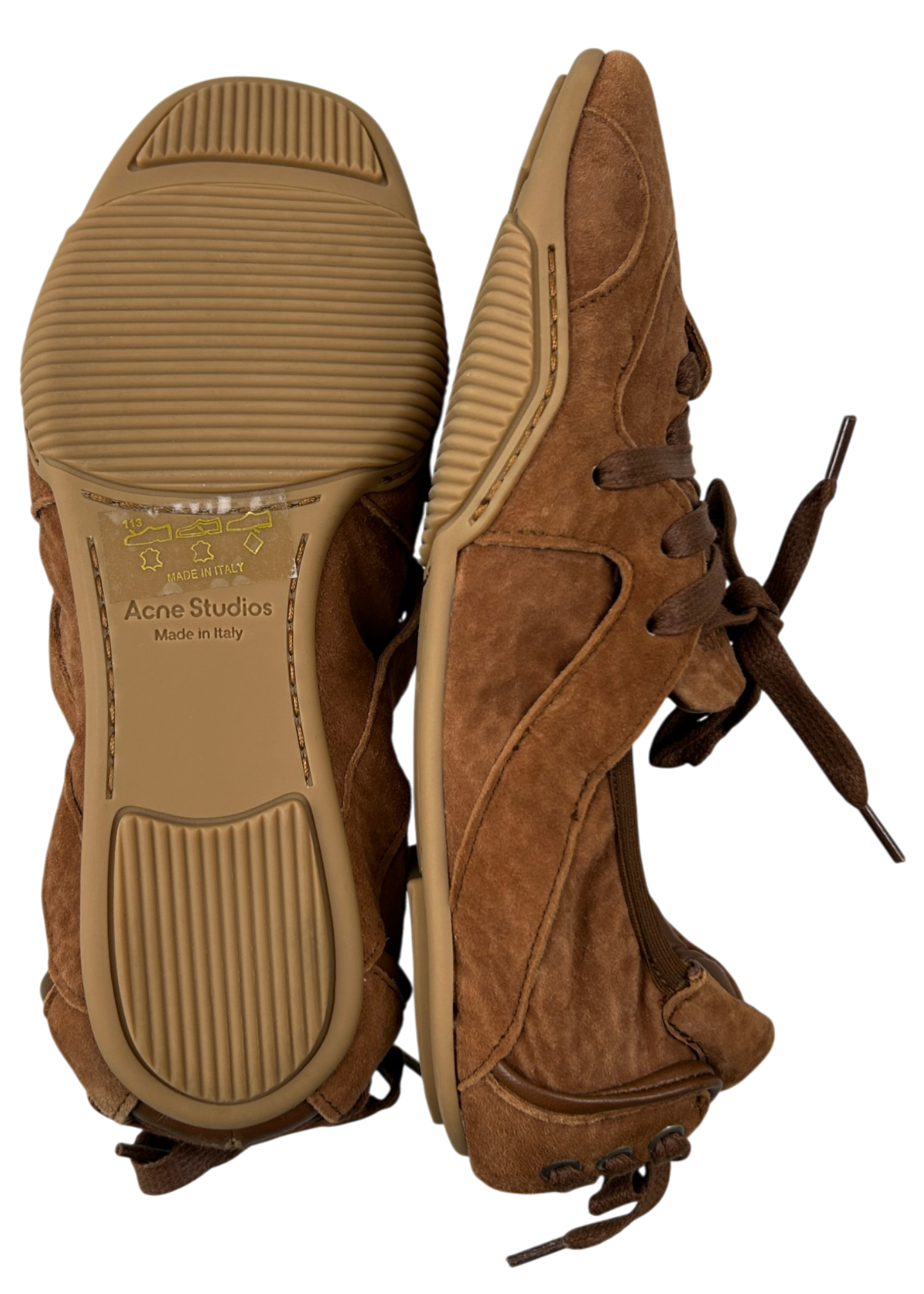 ACNE STUDIOS FW2025 Brown Suede Lace Up Shoes