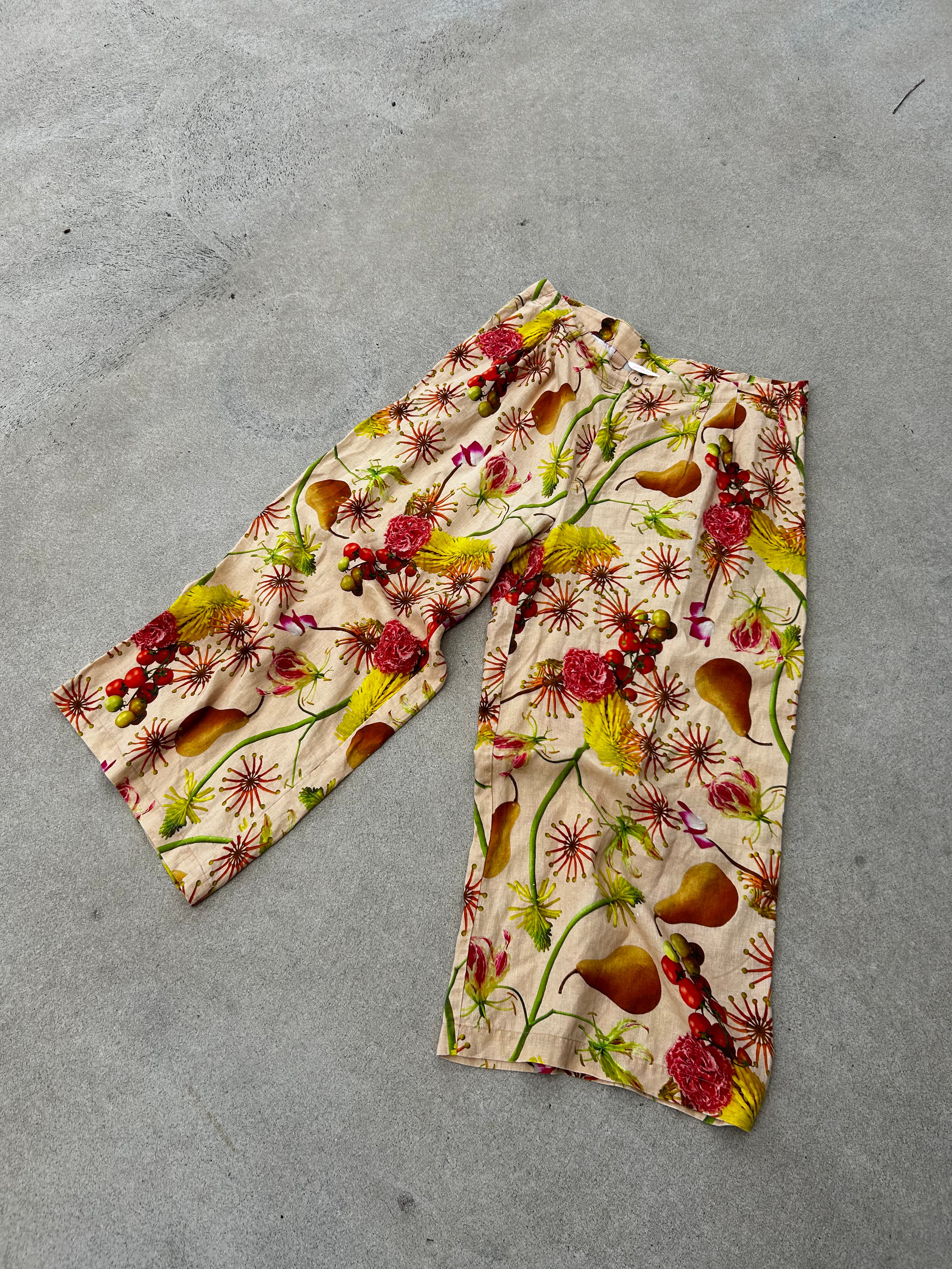 GORMAN Fruit Flower Print Linen Culottes