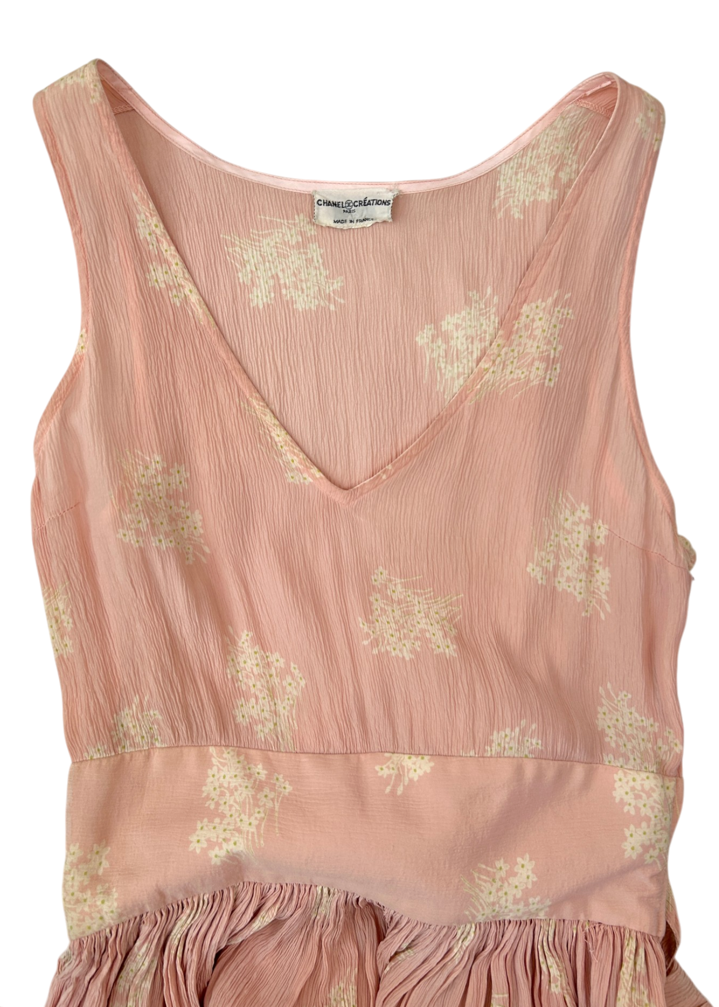 CHANEL VINTAGE (AS IS) Chanel Creations 1970s Plisse Floral Maxi Dress