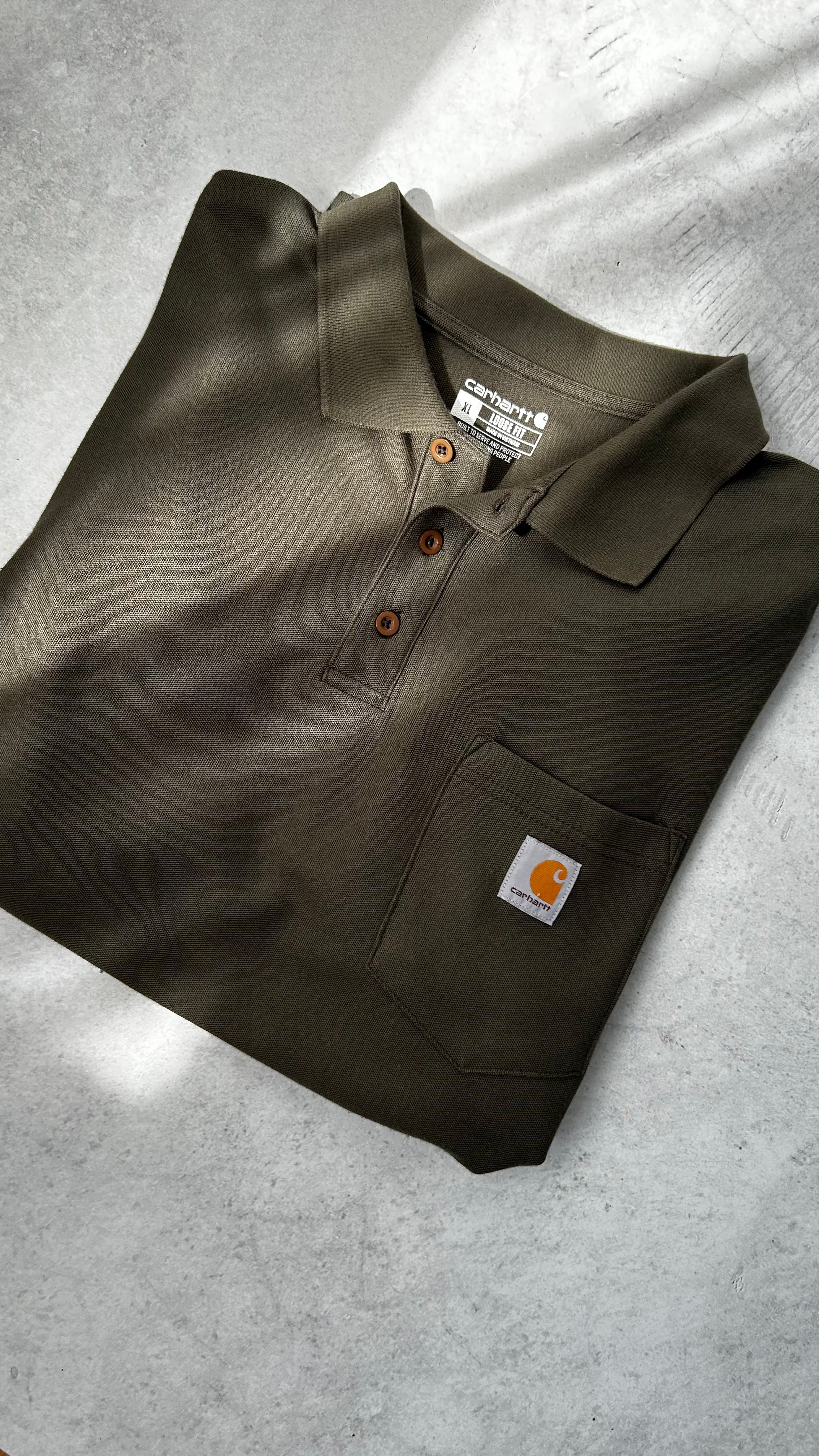 Carhartt Khaki Green Cotton Blend Polo