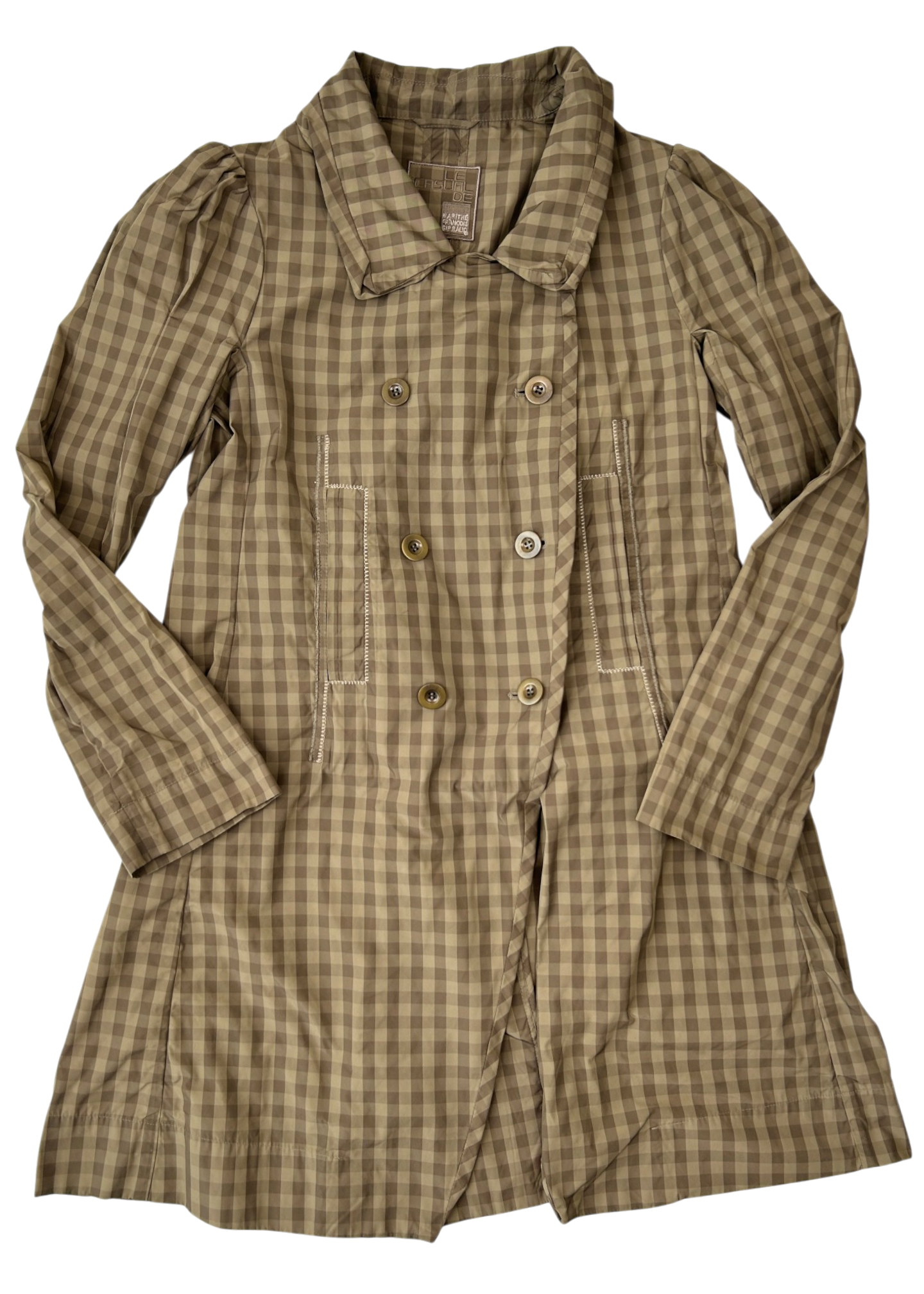 MARITHE FRANCOIS GIRBAUD Khaki Nylon Gingham Jacket
