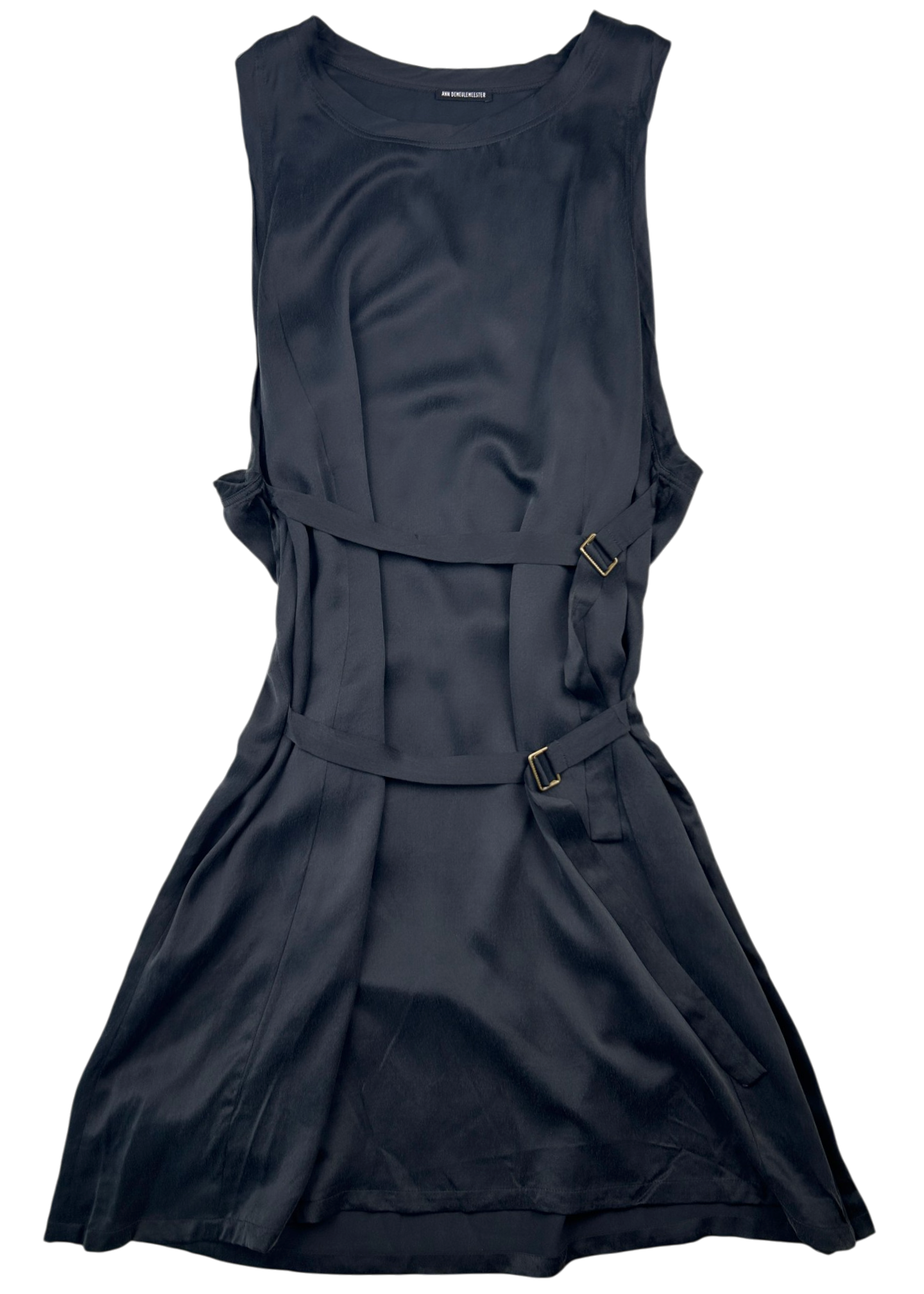 ANN DEMEULEMEESTER Silk Buckle Tunic Midi Dress