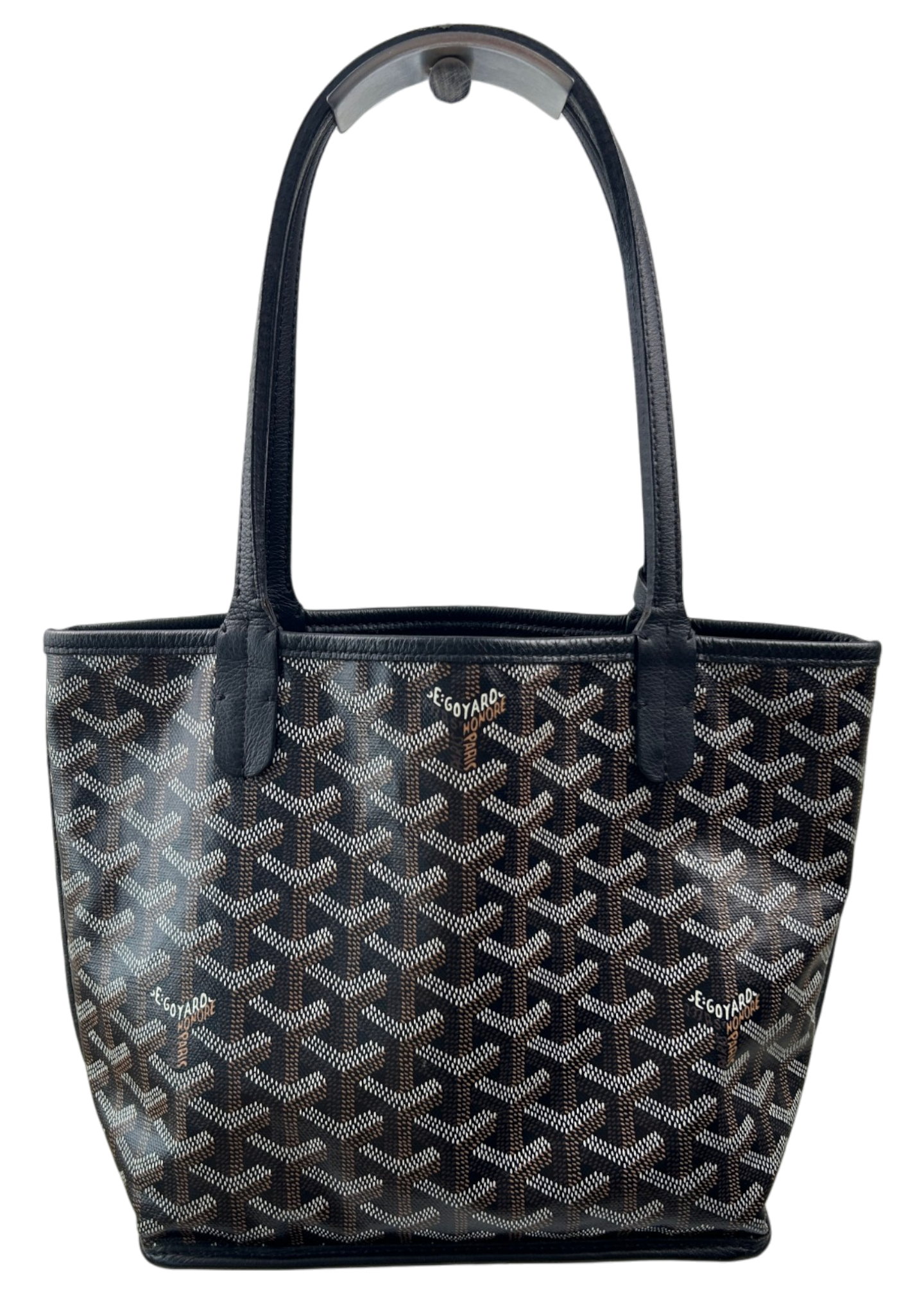 GOYARD (AS IS) Goyardine Anjou Mini Leather Reversible Tote W/ Pouchette