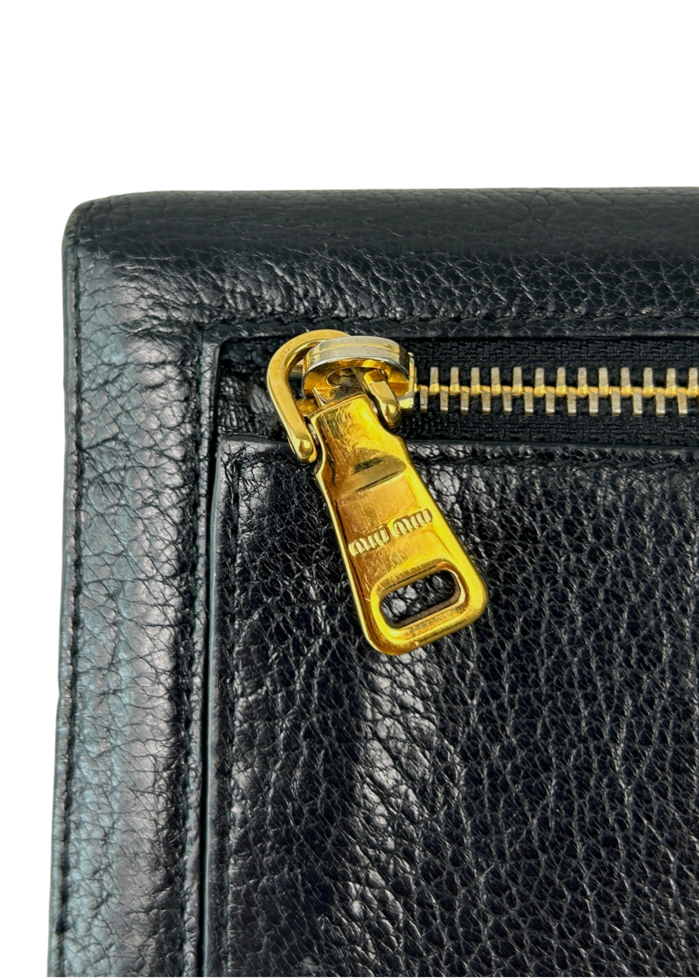 MIU MIU (AS IS) Black Leather Long Wallet