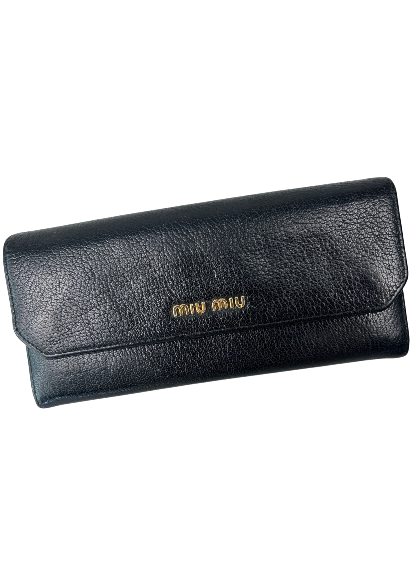 MIU MIU (AS IS) Black Leather Long Wallet