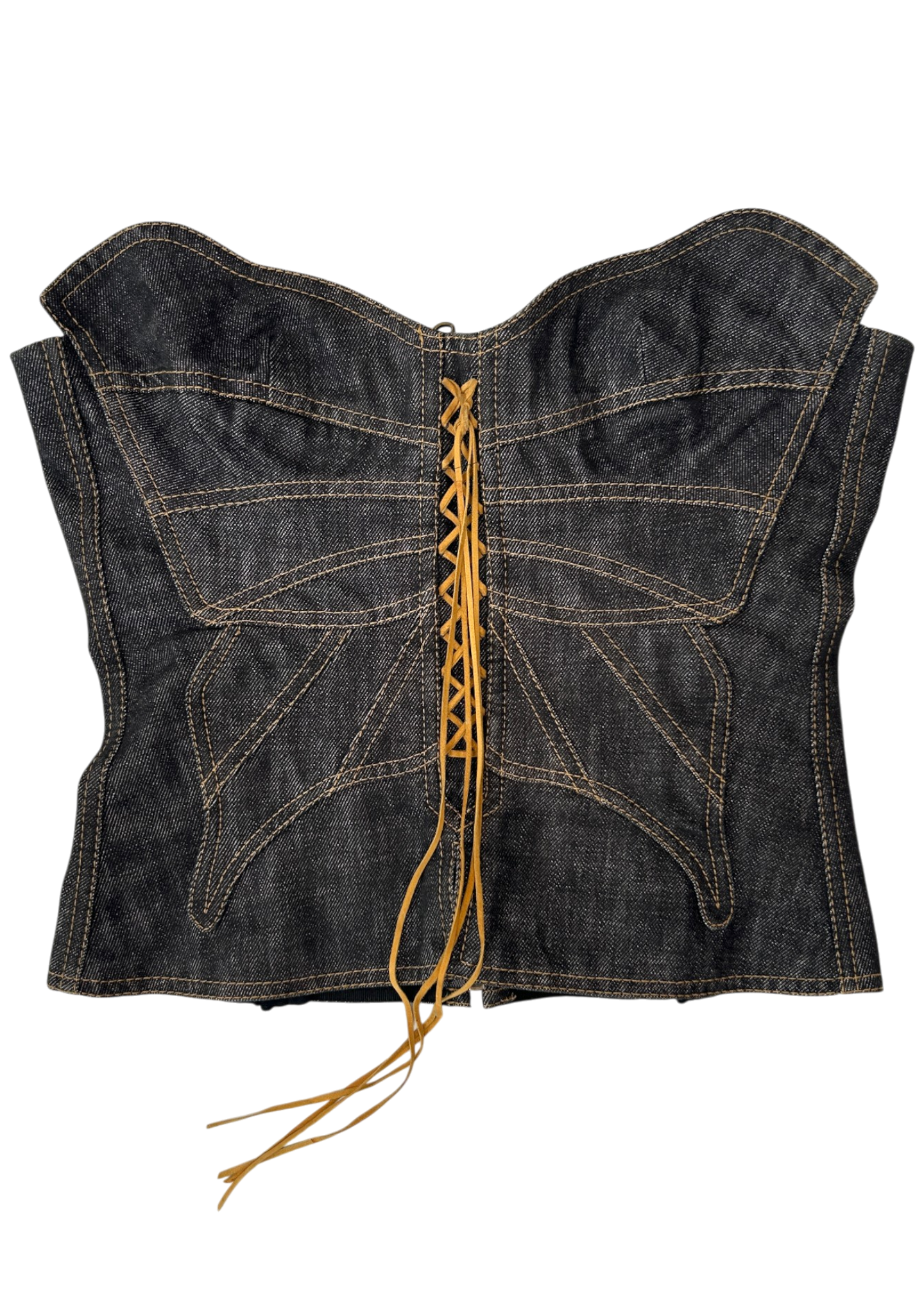 DOLCE & GABBANA (AS IS) S/S 2002 Denim Butterfly Corset