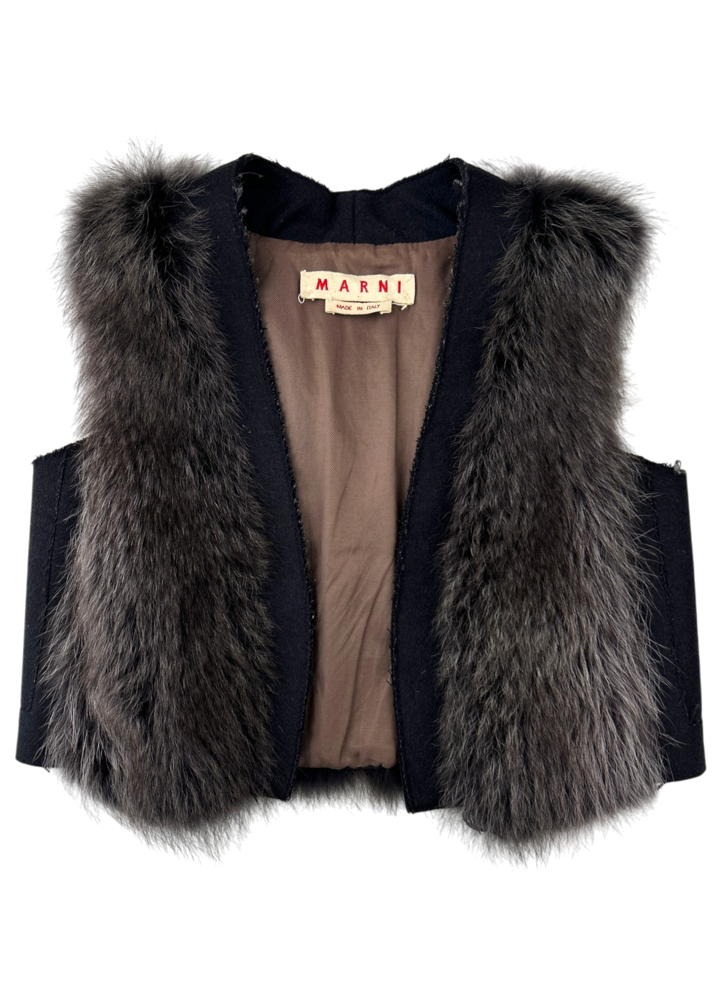 MARNI Wool/Racoon Fur Open Vest