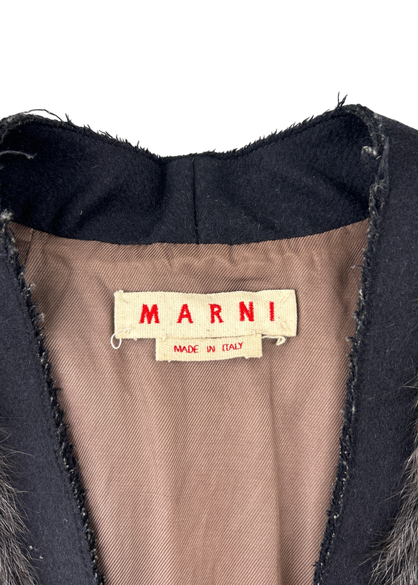 MARNI Wool/Racoon Fur Open Vest