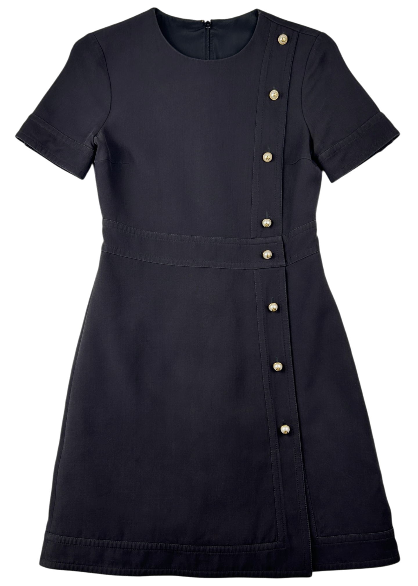 GUCCI (AS IS) Pre Fall 2016 Wool/Silk Faux Pearl Button Shift Mini Dress