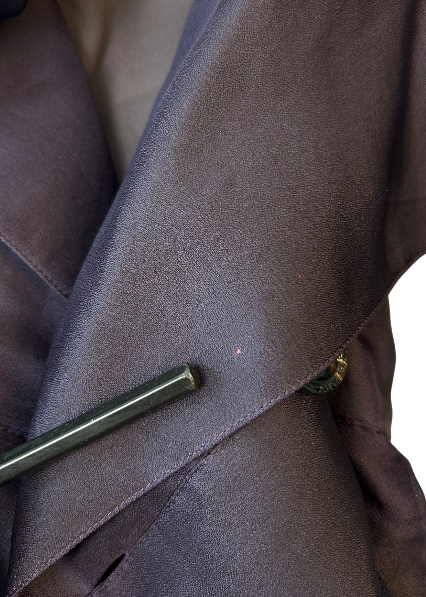 BURBERRY (AS IS) 2016 Purple Silk Organza Double Breast Coat W/ Belt