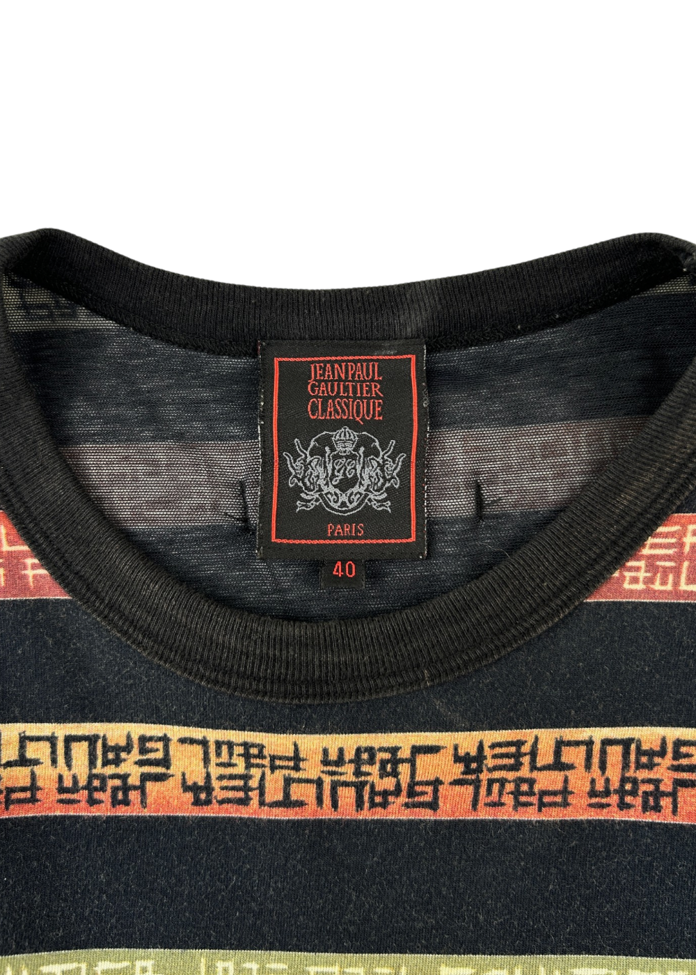 JEAN PAUL GAULTIER (AS IS) Stripe Tee W/ Mesh Panels