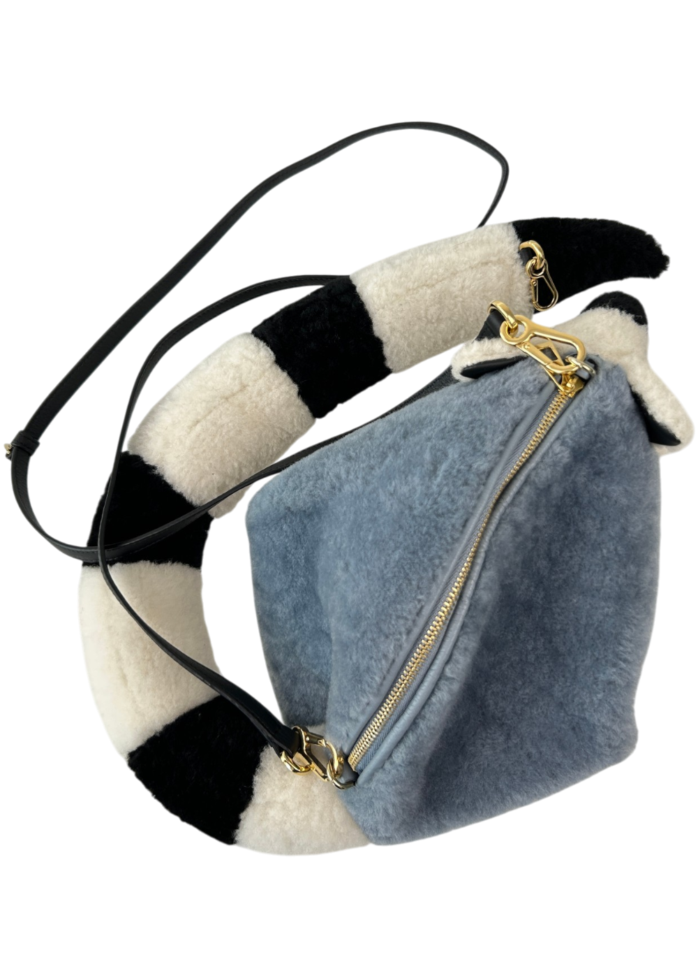 LOEWE x SUNA FUJITA Lemur Shearling Bag W/ Detachable Crossbody Strap