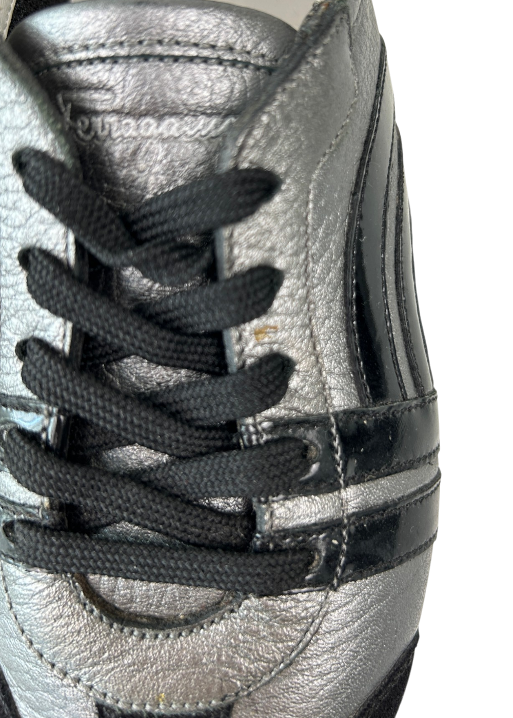 SALVATORE FERRAGAMO (AS IS) Black/Silver Leather/Suede Sneakers