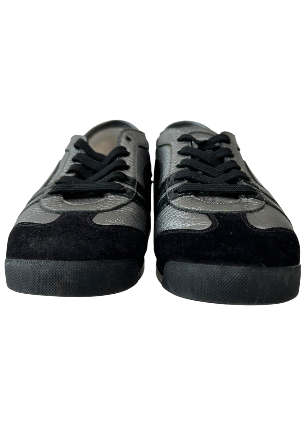 SALVATORE FERRAGAMO (AS IS) Black/Silver Leather/Suede Sneakers