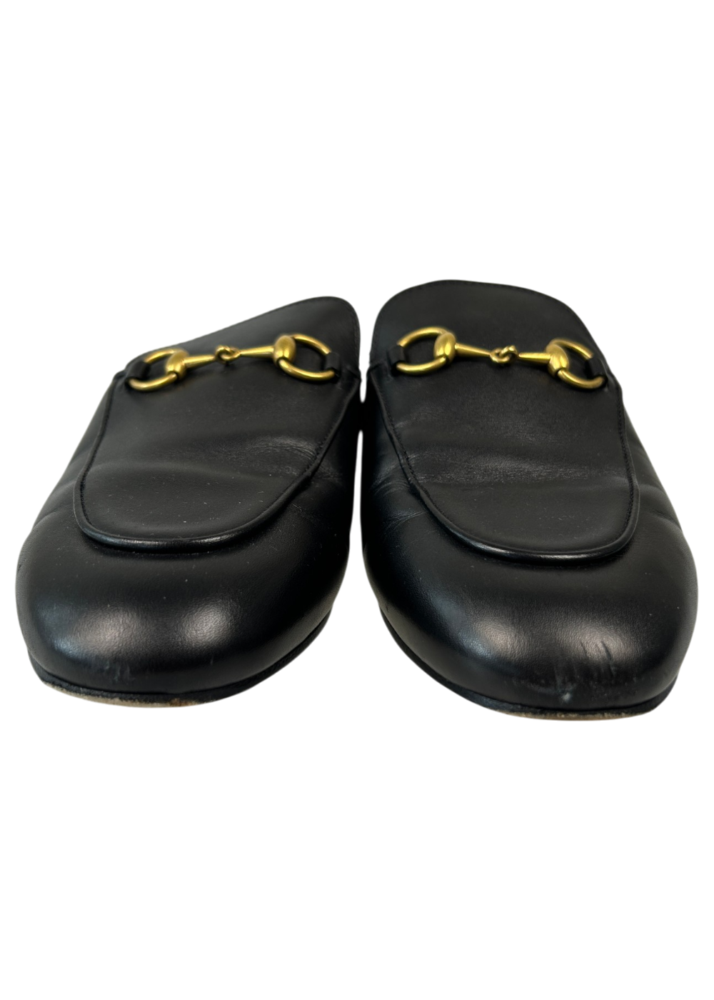 GUCCI (AS IS) 'Princetown' Leather Mule W/ Gold Horsebit