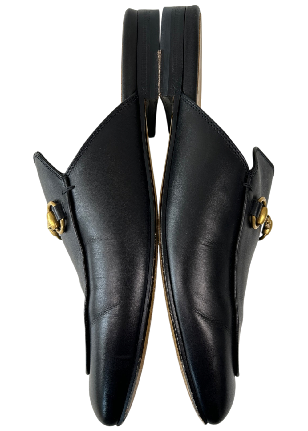 GUCCI (AS IS) 'Princetown' Leather Mule W/ Gold Horsebit