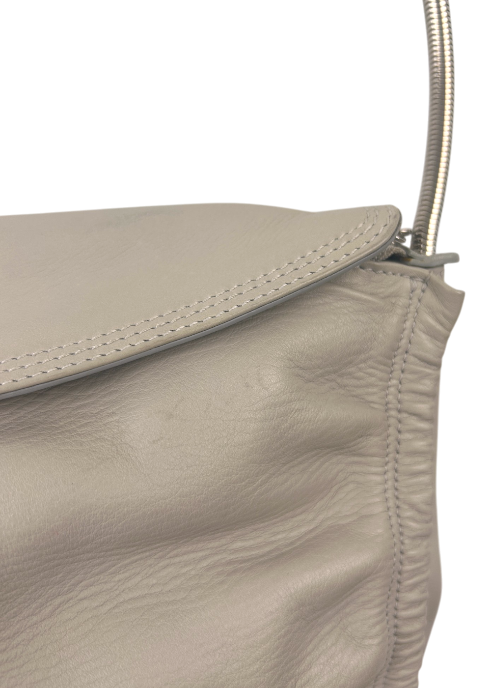 SALVATORE FERRAGAMO (AS IS) Grey Leather Ruched Bag W/ Charms