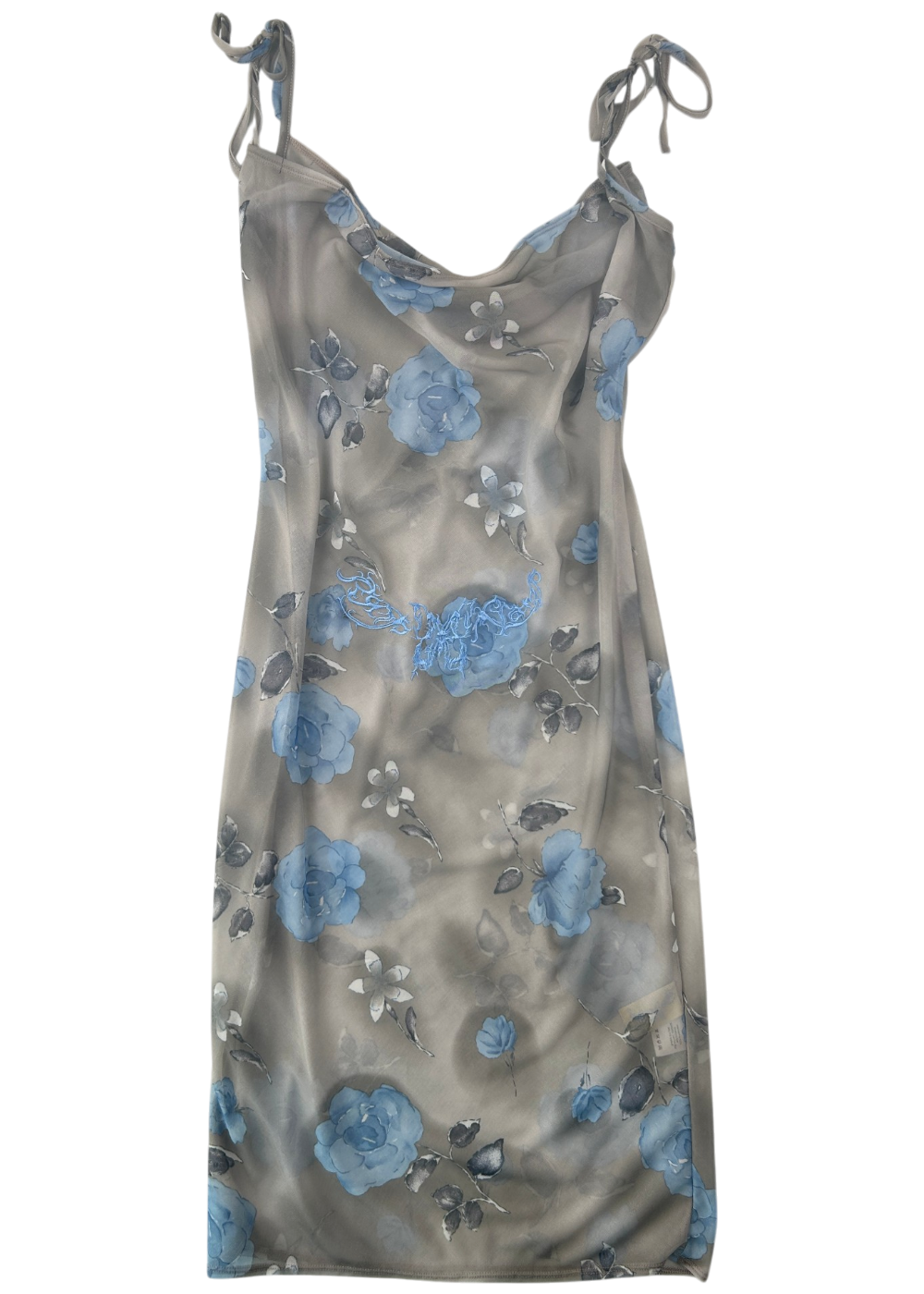 RAMP TRAMP TRAMP STAMP Floral Sheer Cowl Neck Embroidered Maxi Dress