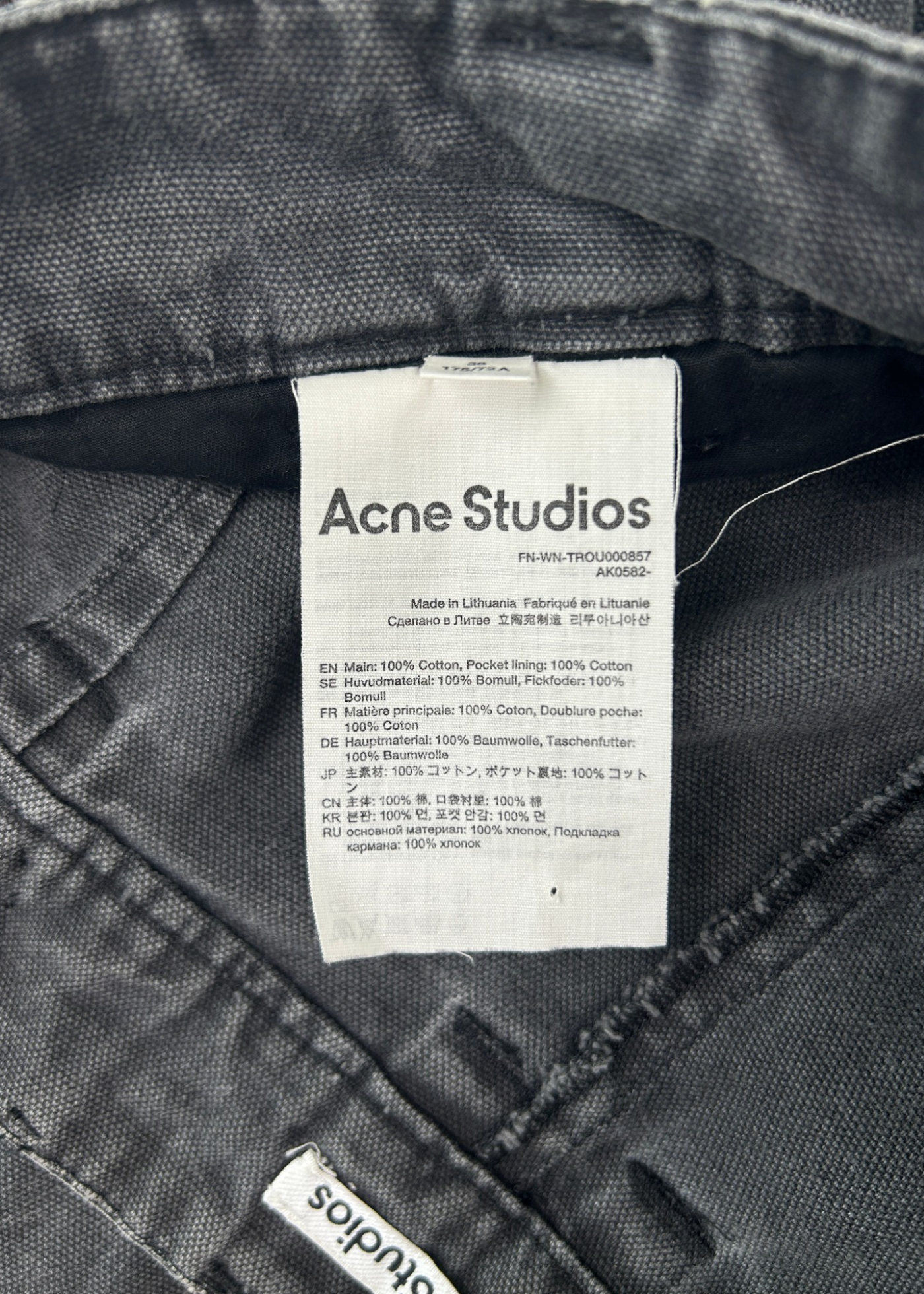ACNE STUDIOS (AS IS) SS23 Grey Cotton Flared Cargo Pants W/ Bondage Straps