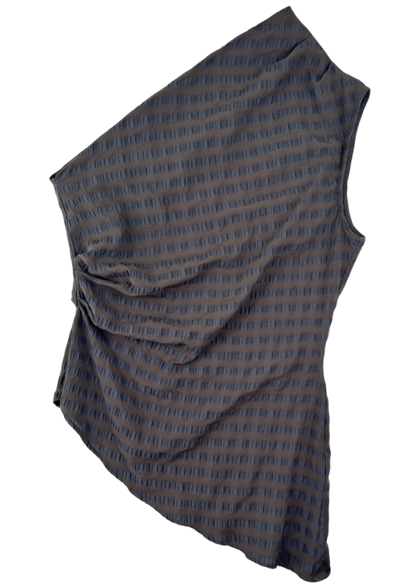 PALOMA WOOL 'Win' Stripe Seersucker Cold Shoulder Asymmetrical Top