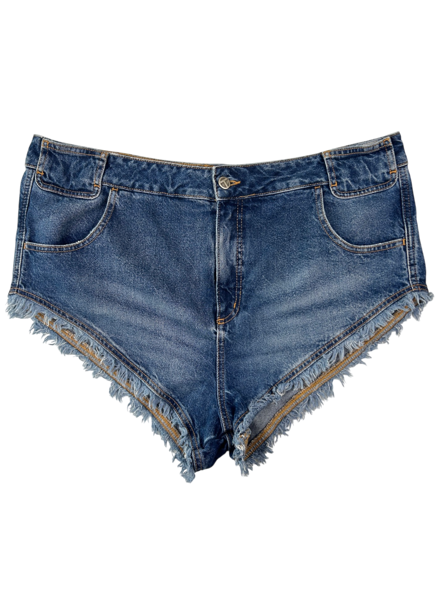 TELFAR 'Poom Poom Shorts' Whiskered Denim Micro Mini Shorts