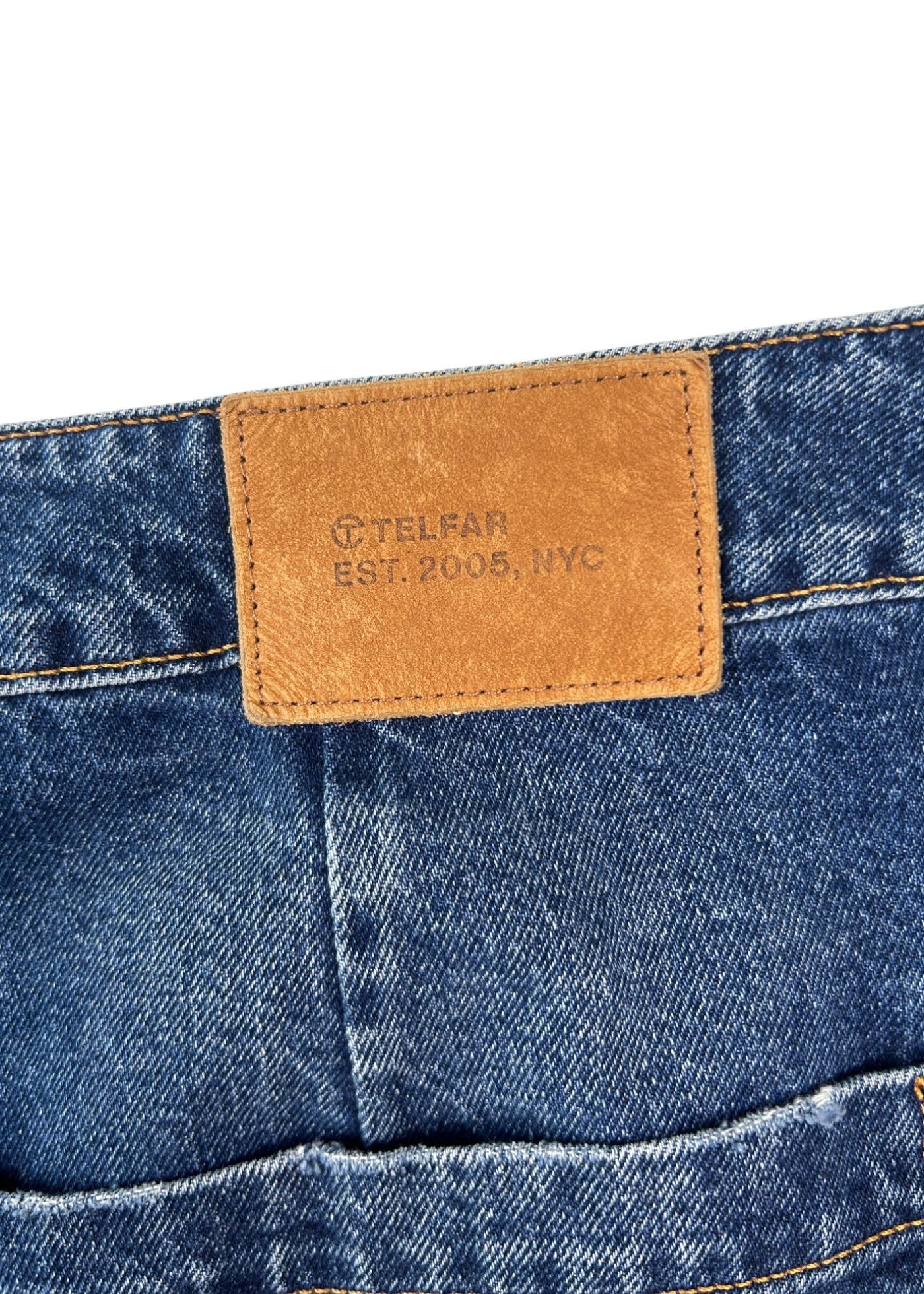 TELFAR 'Poom Poom Shorts' Whiskered Denim Micro Mini Shorts