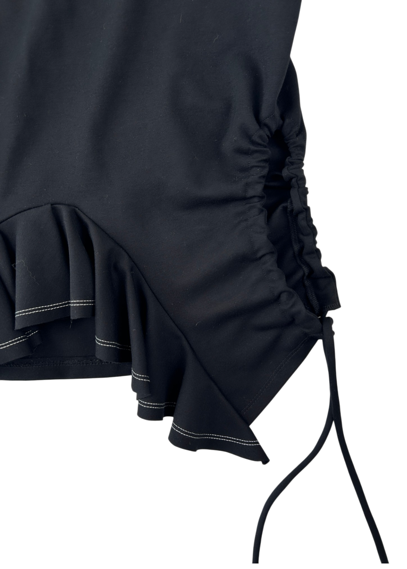 GOTHAM STUDIO 'Dive' Drawstring Ruched Asymmetrical Ruffle Top
