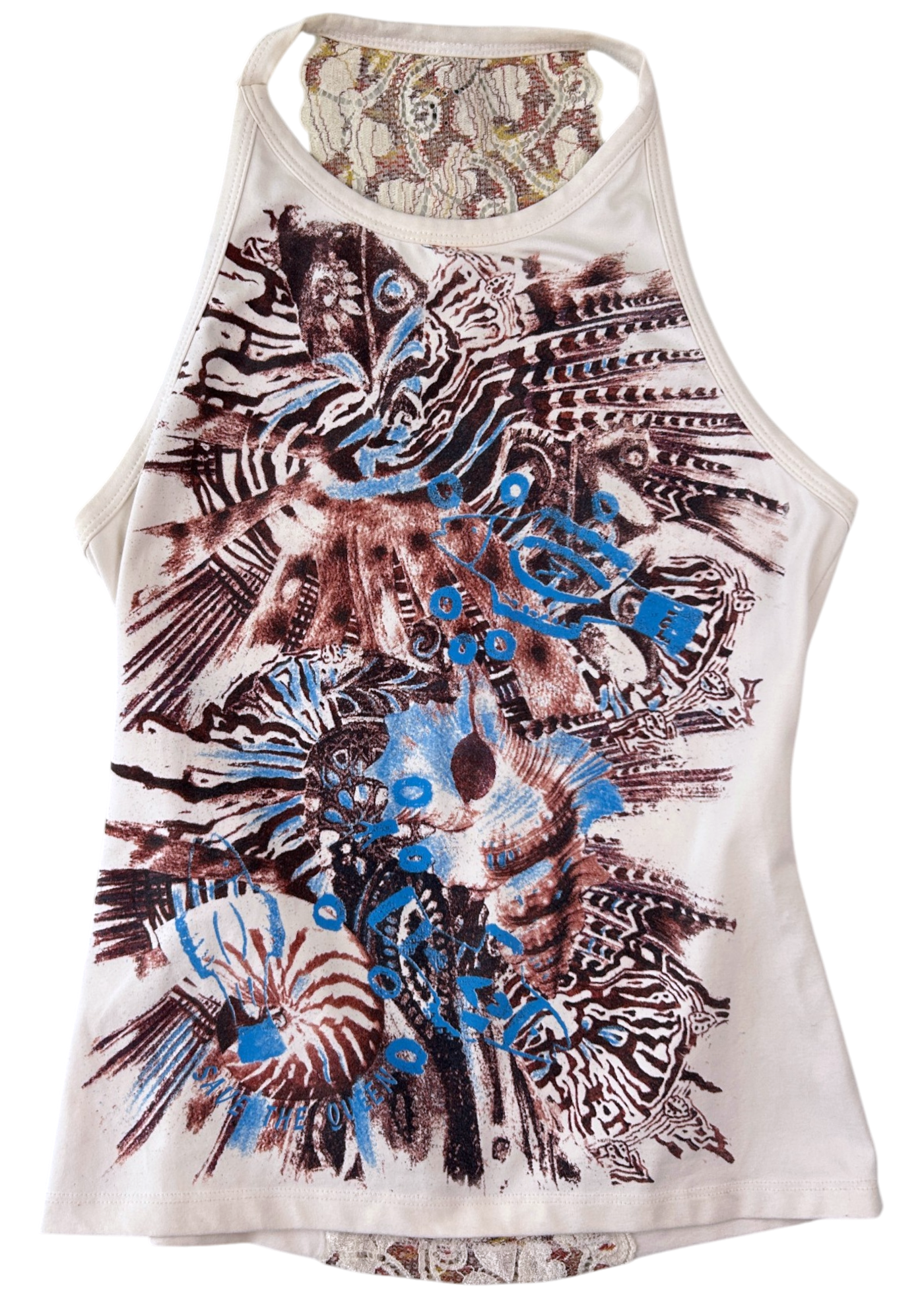 SAVE THE QUEEN Vintage (AS IS) Animal Print Tank W/ Lace Back Panel