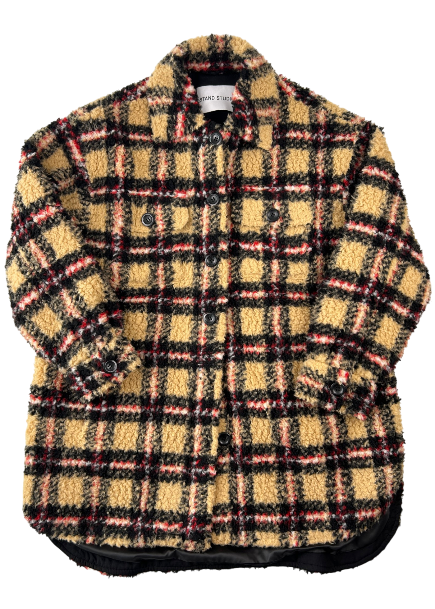 STAND STUDIO Plaid Teddy Coat W/ Pockets