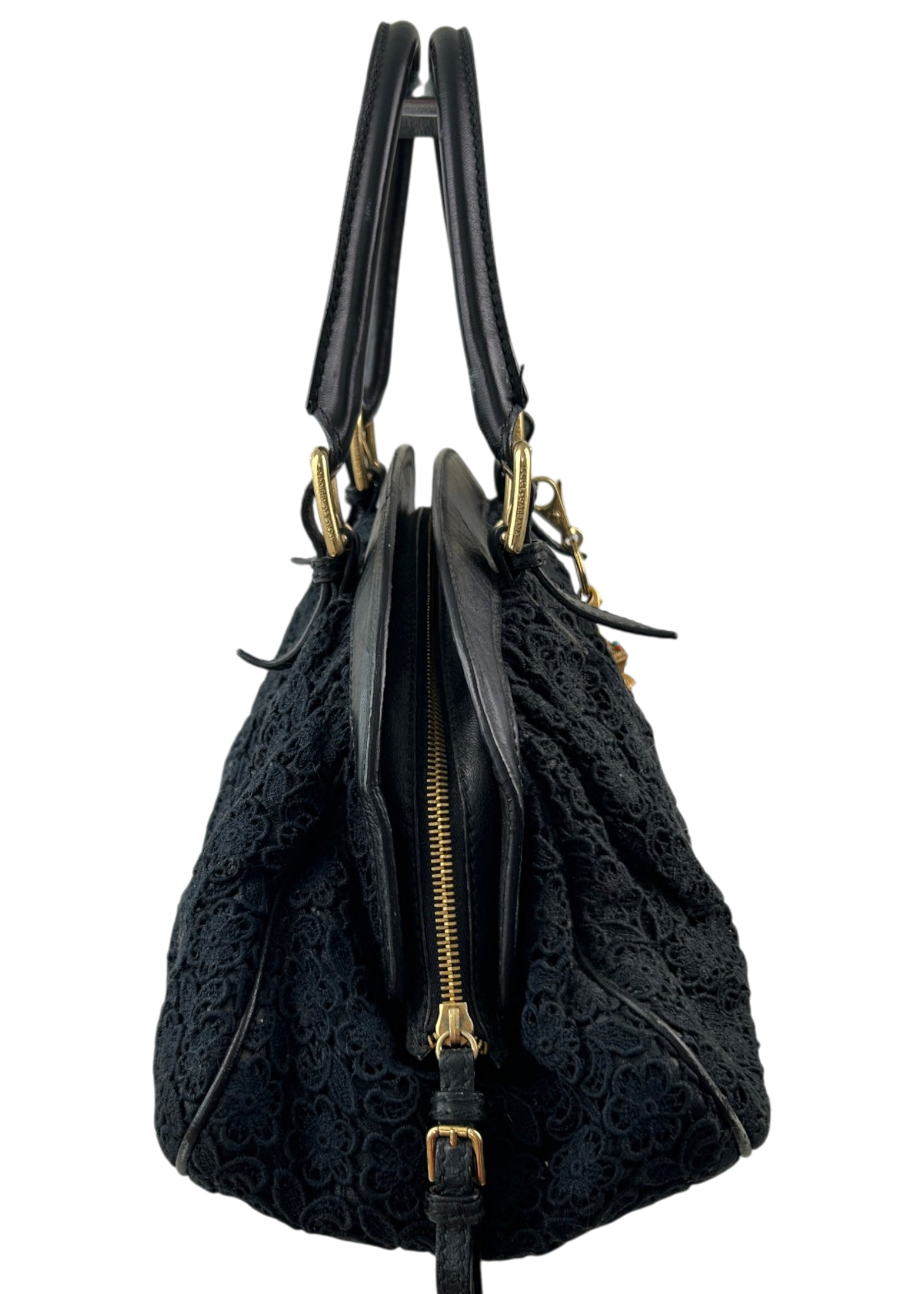 DOLCE & GABBANA Limited Edition XX 20th Anniversary Black Lace Bowler Bag