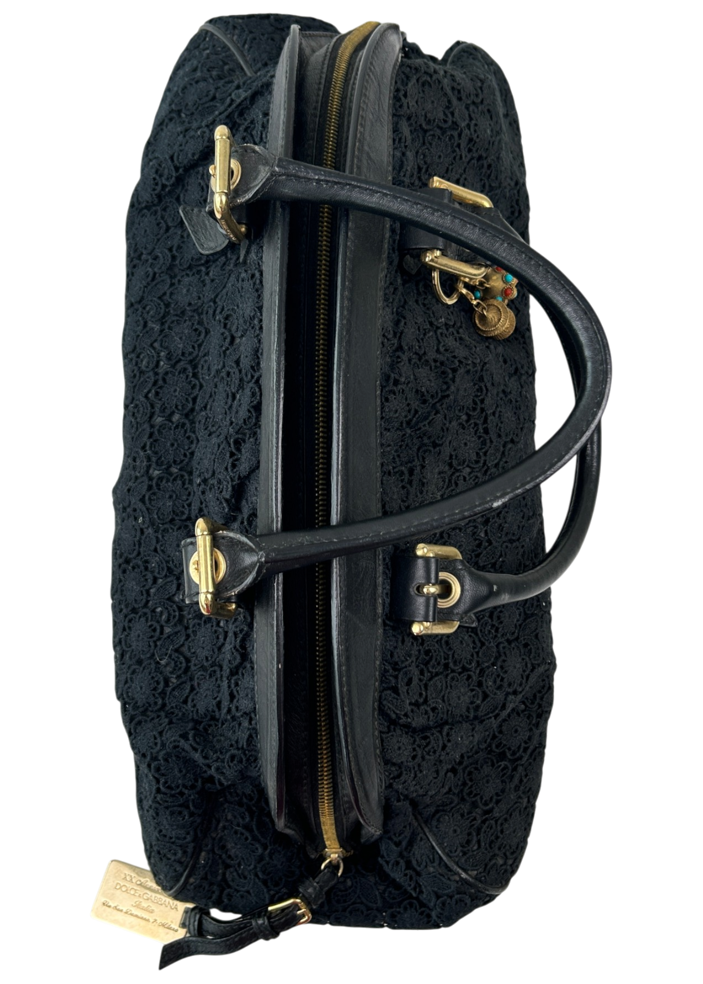 DOLCE & GABBANA Limited Edition XX 20th Anniversary Black Lace Bowler Bag