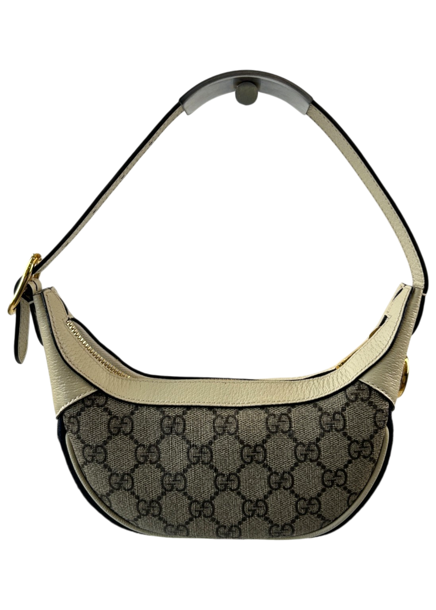 GUCCI Ophidia GG Supreme Leather Crescent Moon Bag