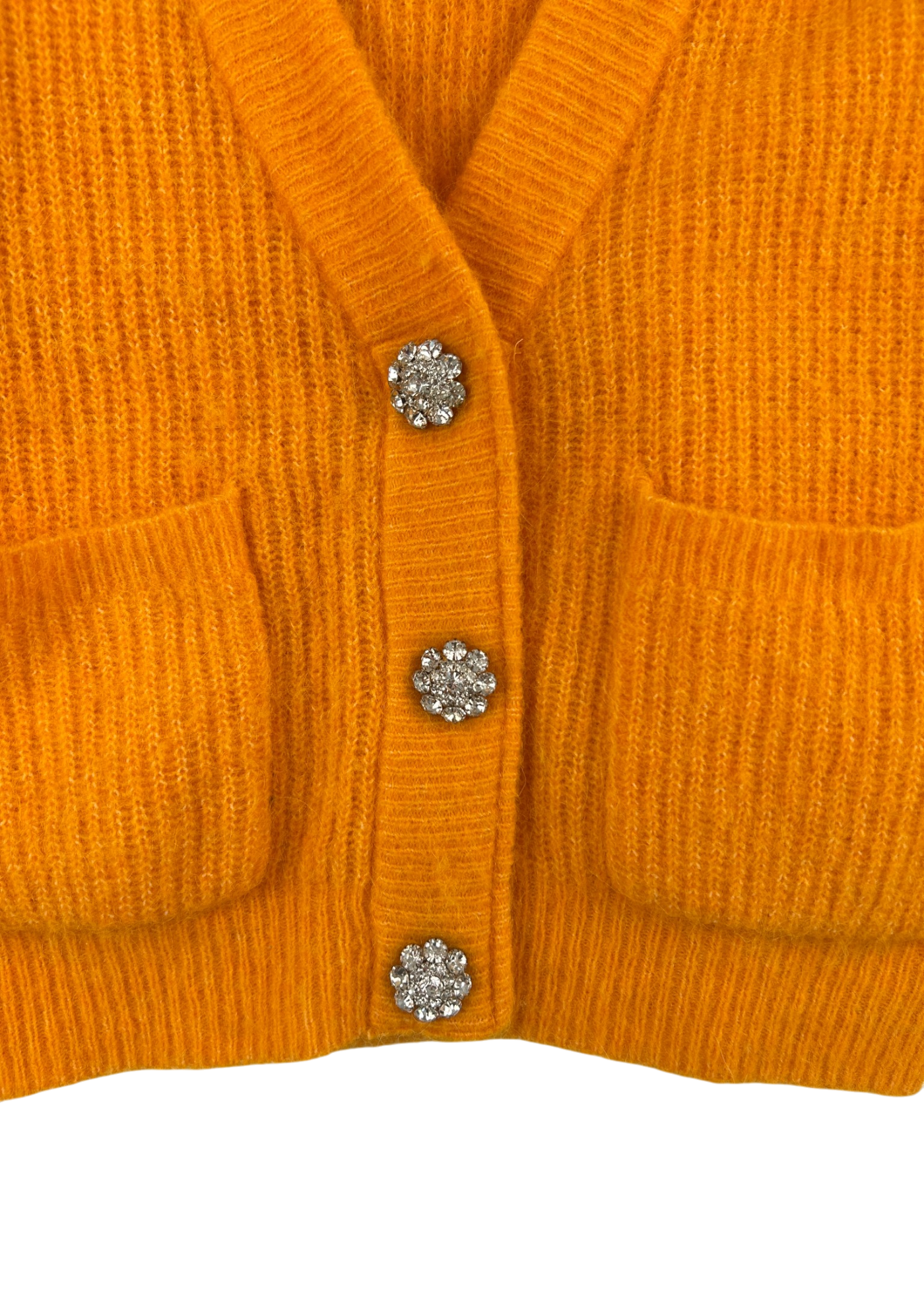 GANNI Alpaca/Wool Blend Cardi W/ Crystal Buttons
