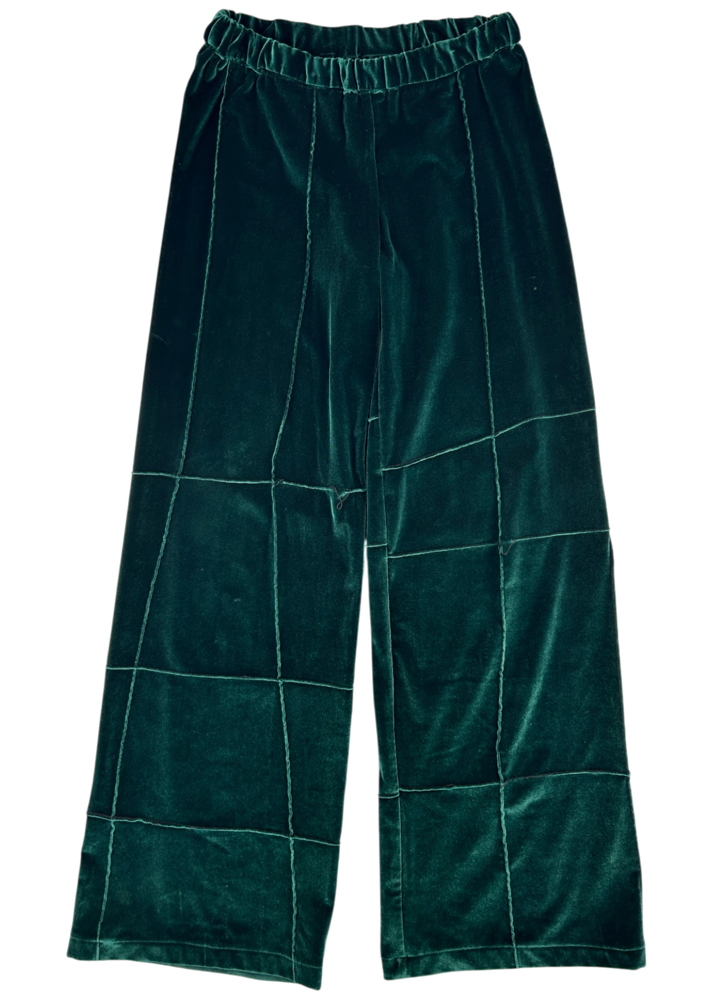 KARLAIDLAW (AS IS) 'Spiderpant' Green Velvet Patchwork Pants