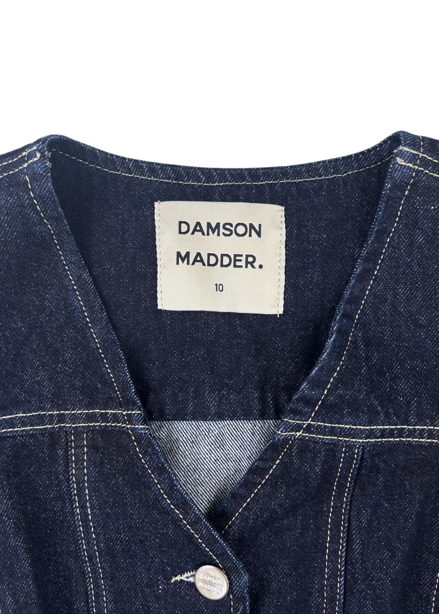 DAMSON MADDER Indigo Denim Panelled Puff Sleeve Top