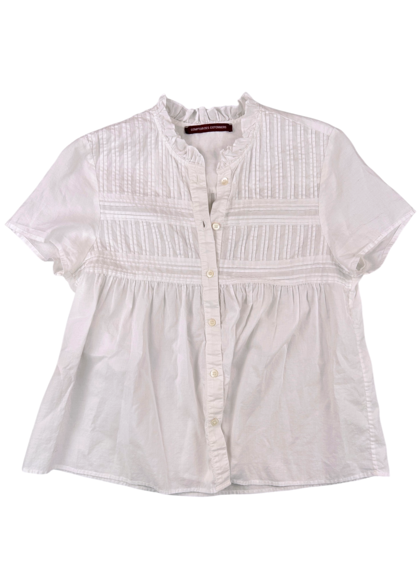 COMPTOIR DES COTONNIERS (AS IS) Cotton Pintuck Button Down Blouse