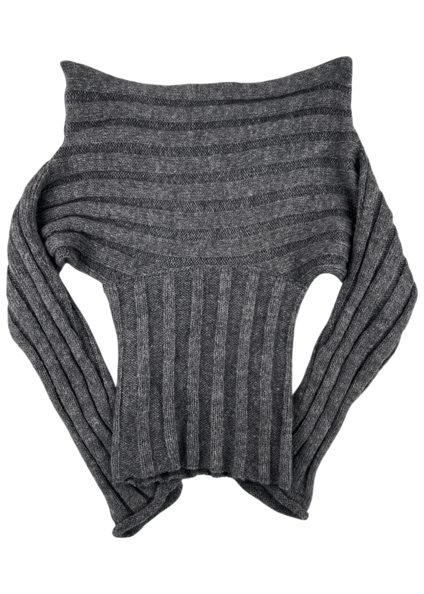 ISABELLA VRANA Grey Mohair Blend Multiway Knit Off-Shoulder Jumper
