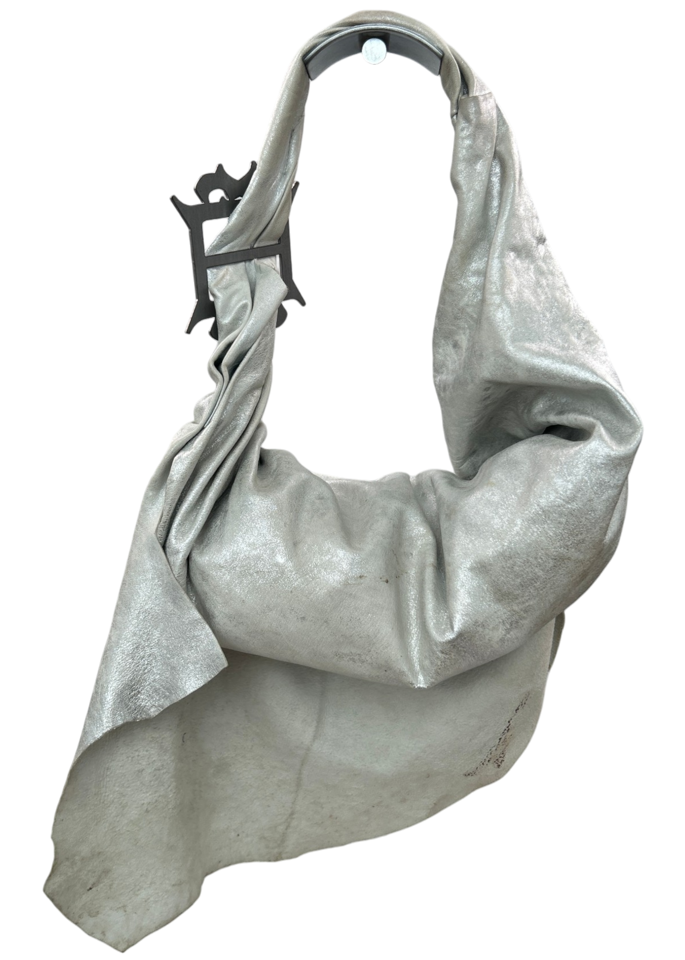 KARLAIDLAW Silver Metallic Leather 'Em's Bag'