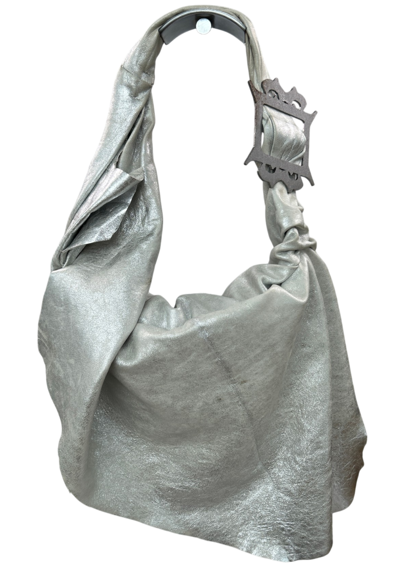 KARLAIDLAW Silver Metallic Leather 'Em's Bag'