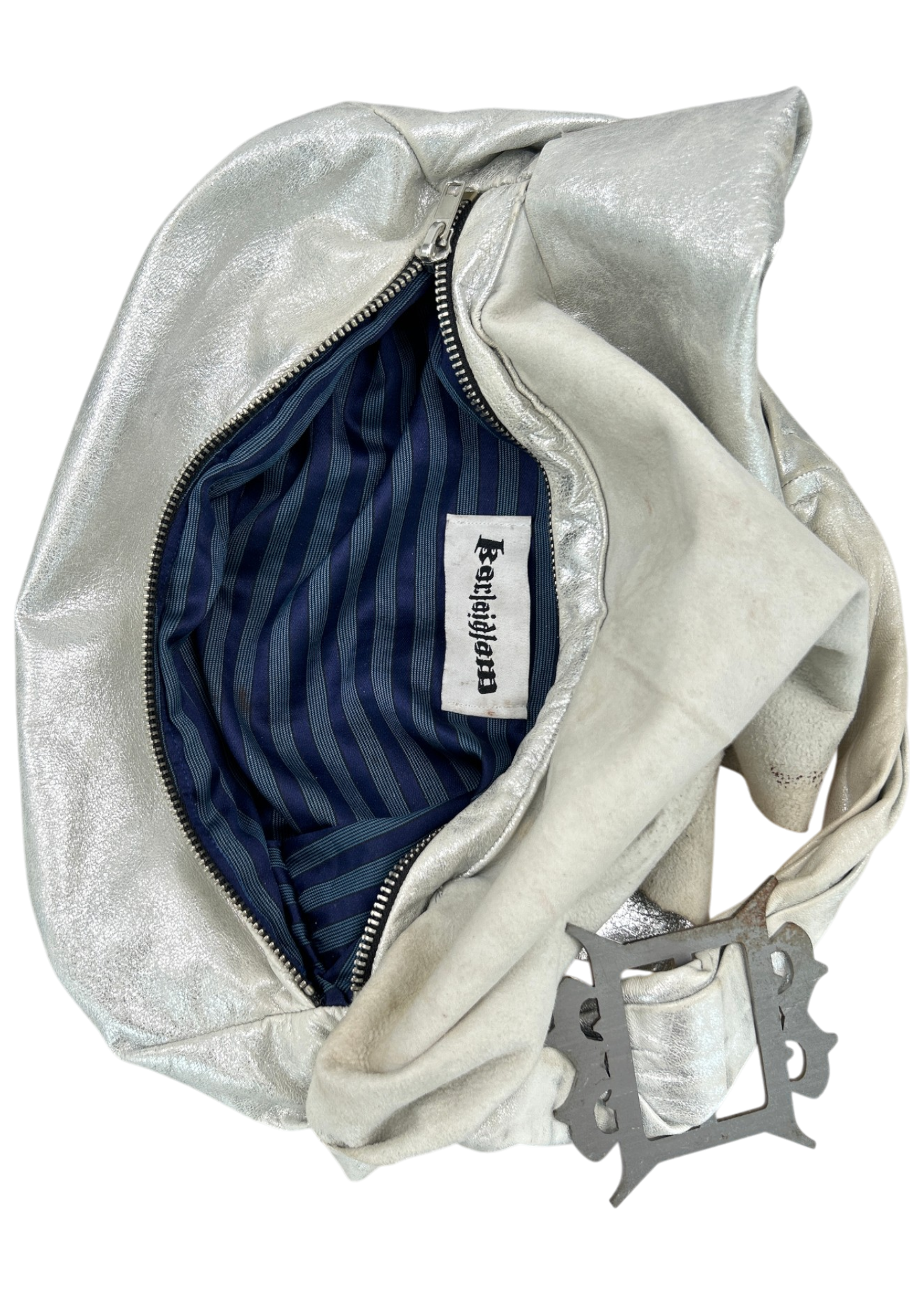 KARLAIDLAW Silver Metallic Leather 'Em's Bag'