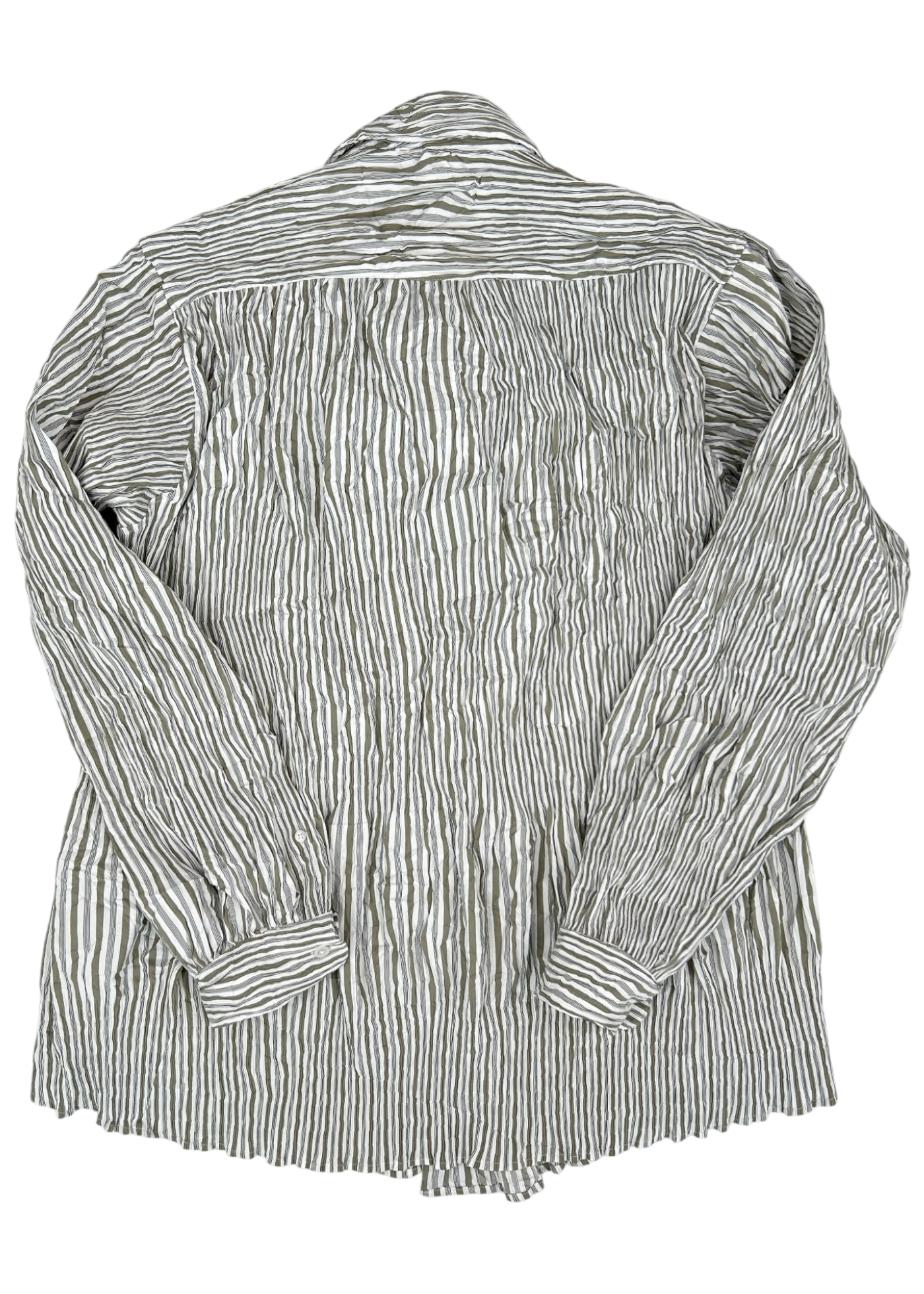 MARTINE ROSE (AS IS) Stripe Smocked Crinkle Shirt