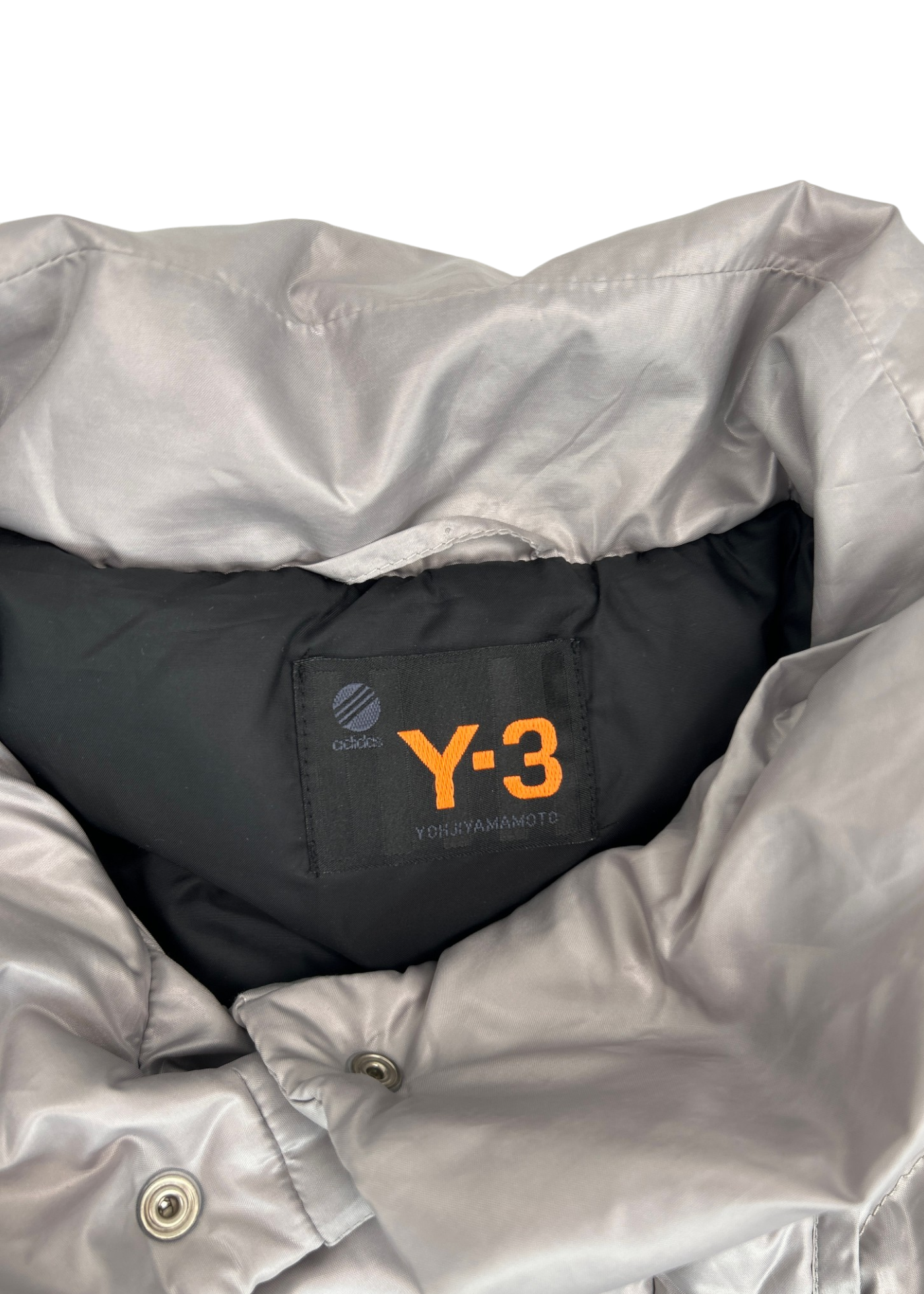 Y-3 (AS IS) Silver Puffer Vest W/ Oversized Lapel
