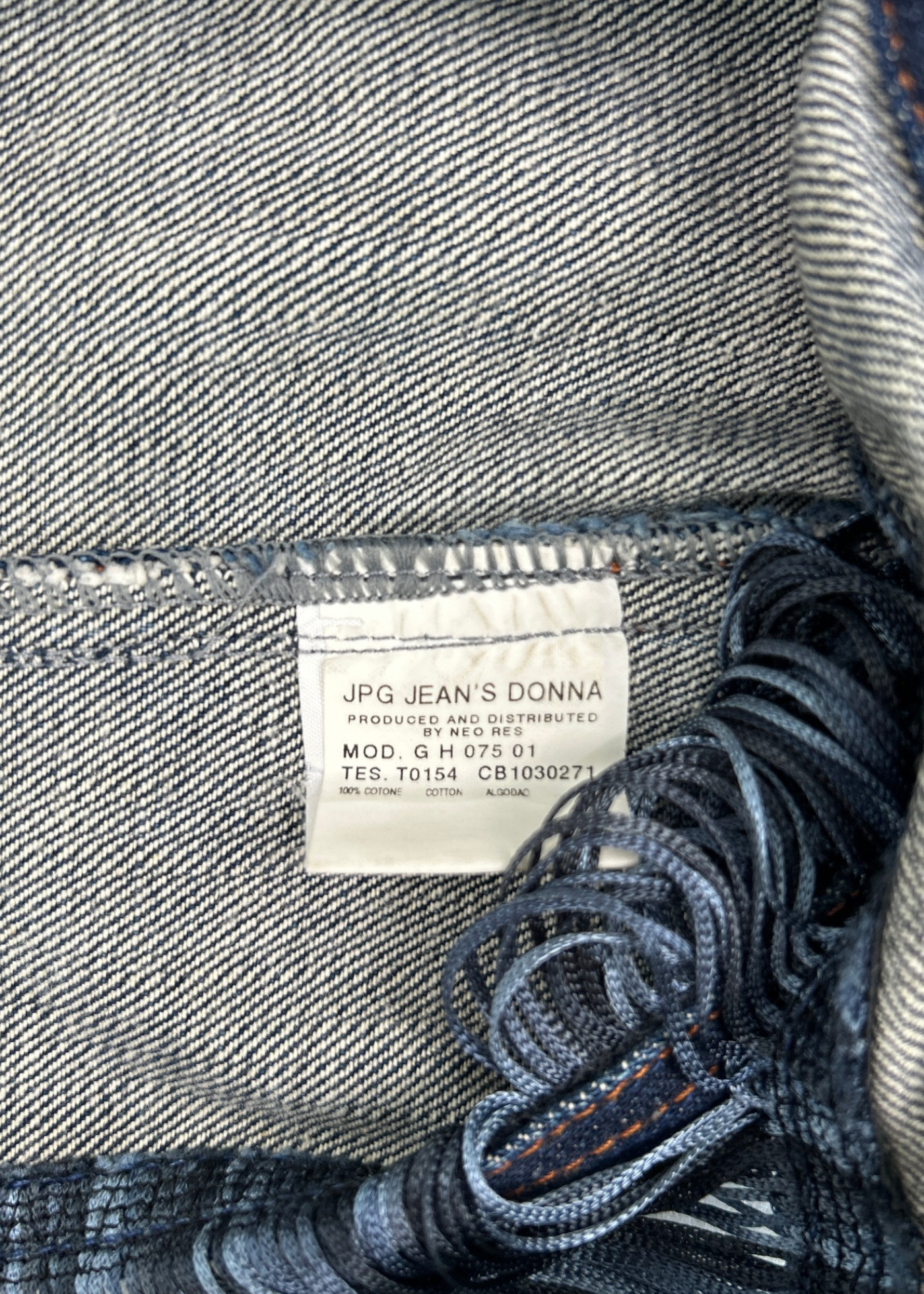 JPG JEANS BY GAULTIER (AS IS) Denim Cutout Vest W/ Turquoise Fringe