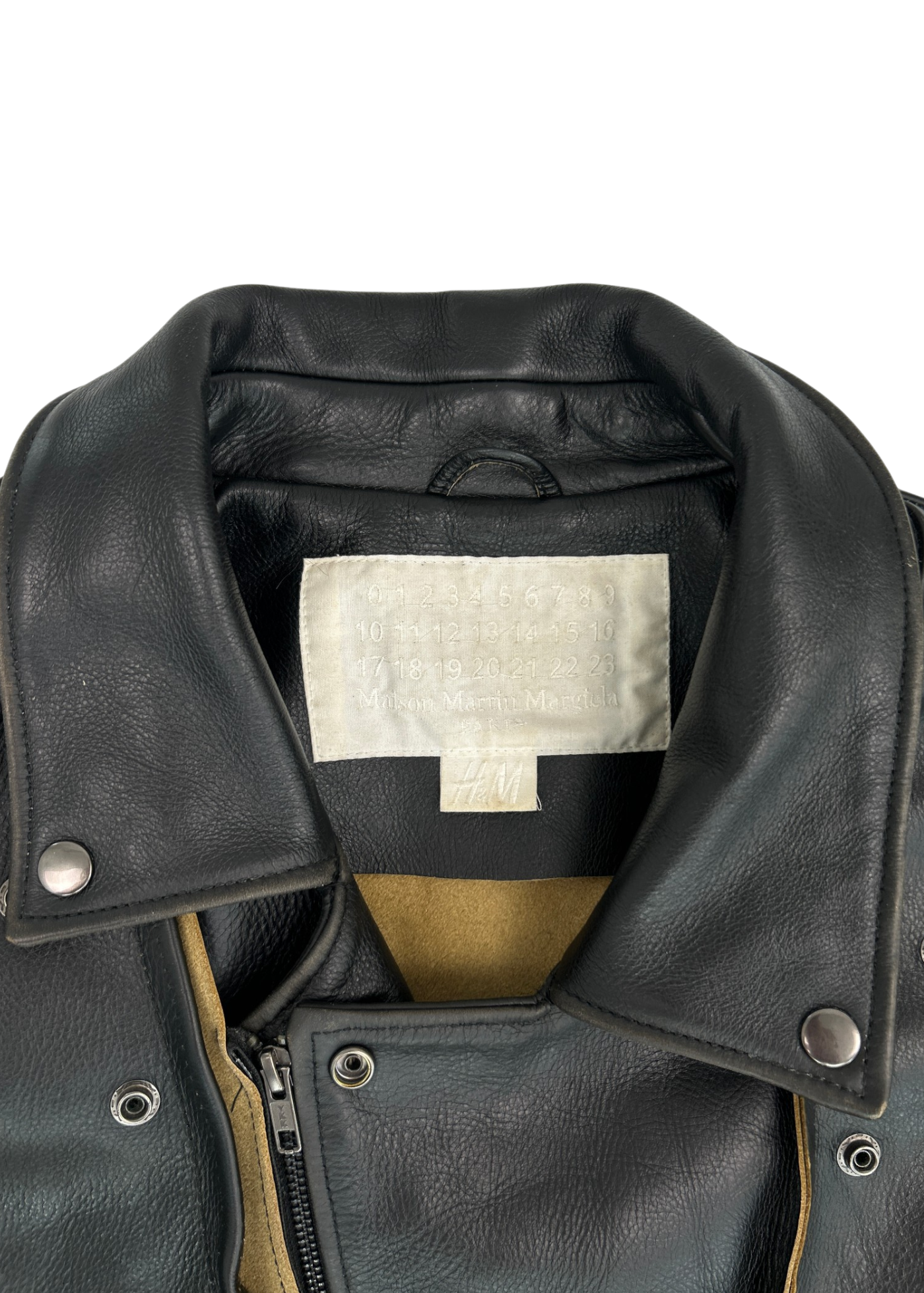 MAISON MARGIELA X H&M Black/Beige Leather Deconstructed Biker Jacket