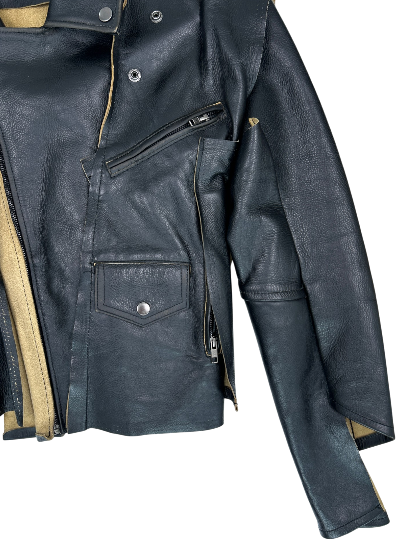 MAISON MARGIELA X H&M Black/Beige Leather Deconstructed Biker Jacket