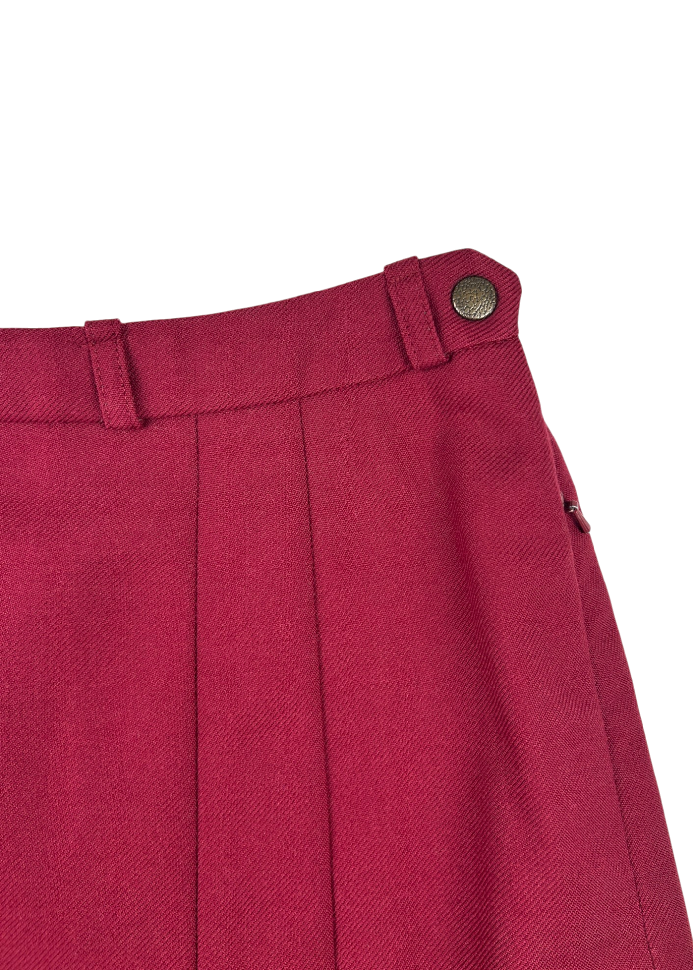 FLETCHER JONES (AS IS) Vintage Wine Red Wool Pleat Midi Skirt