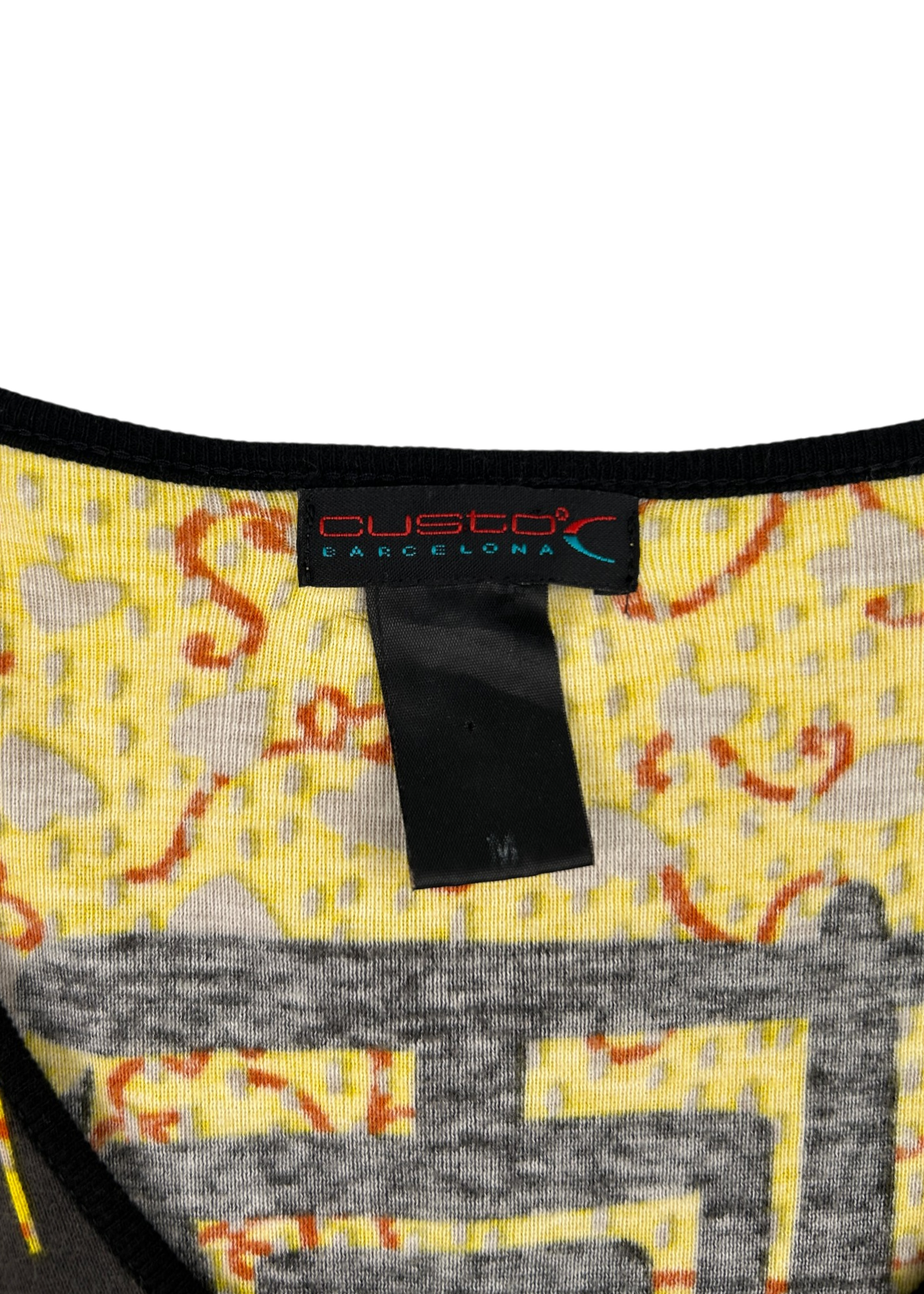 CUSTO BARCELONA (AS IS) Fish Print Top W/ Mohair Knit Sleeves