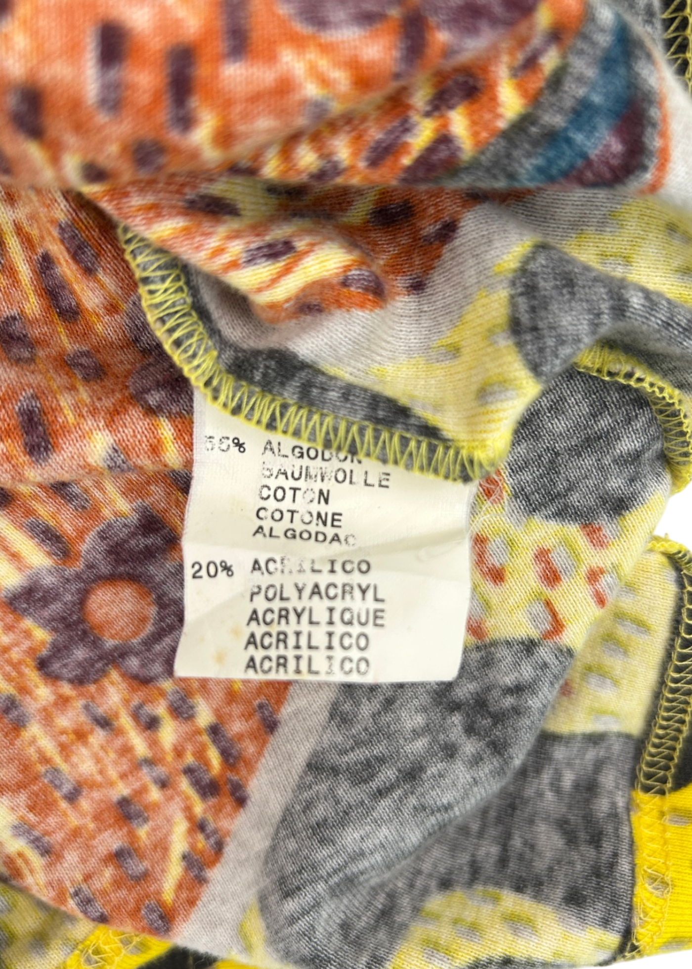 CUSTO BARCELONA (AS IS) Fish Print Top W/ Mohair Knit Sleeves