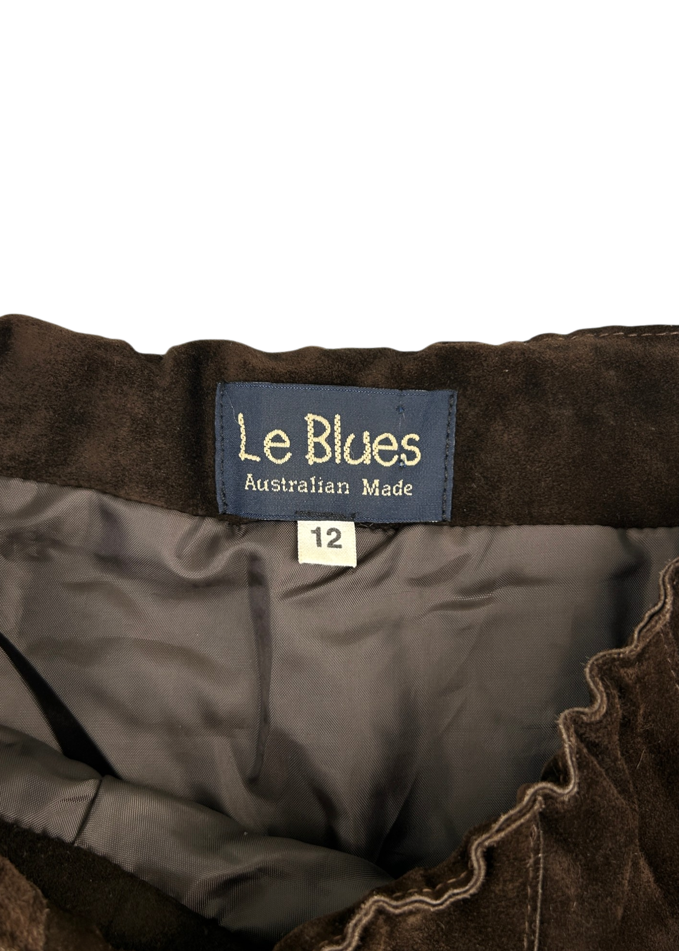 LE BLUES (AS IS) Suede Asymmetric Panelled Midi Skirt