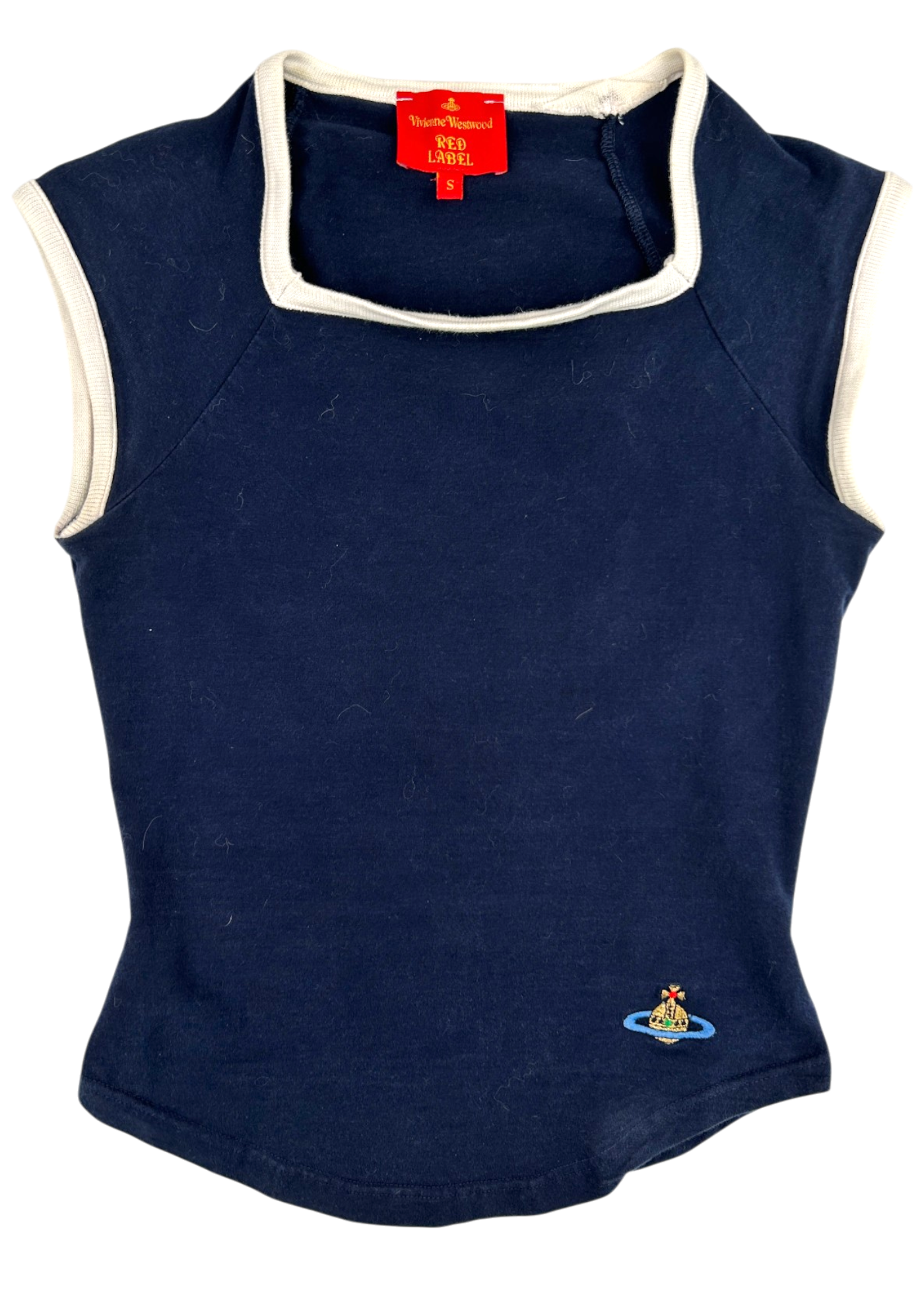 VIVIENNE WESTWOOD RED LABEL Navy/White Square Neck Tank W/ Orb Logo